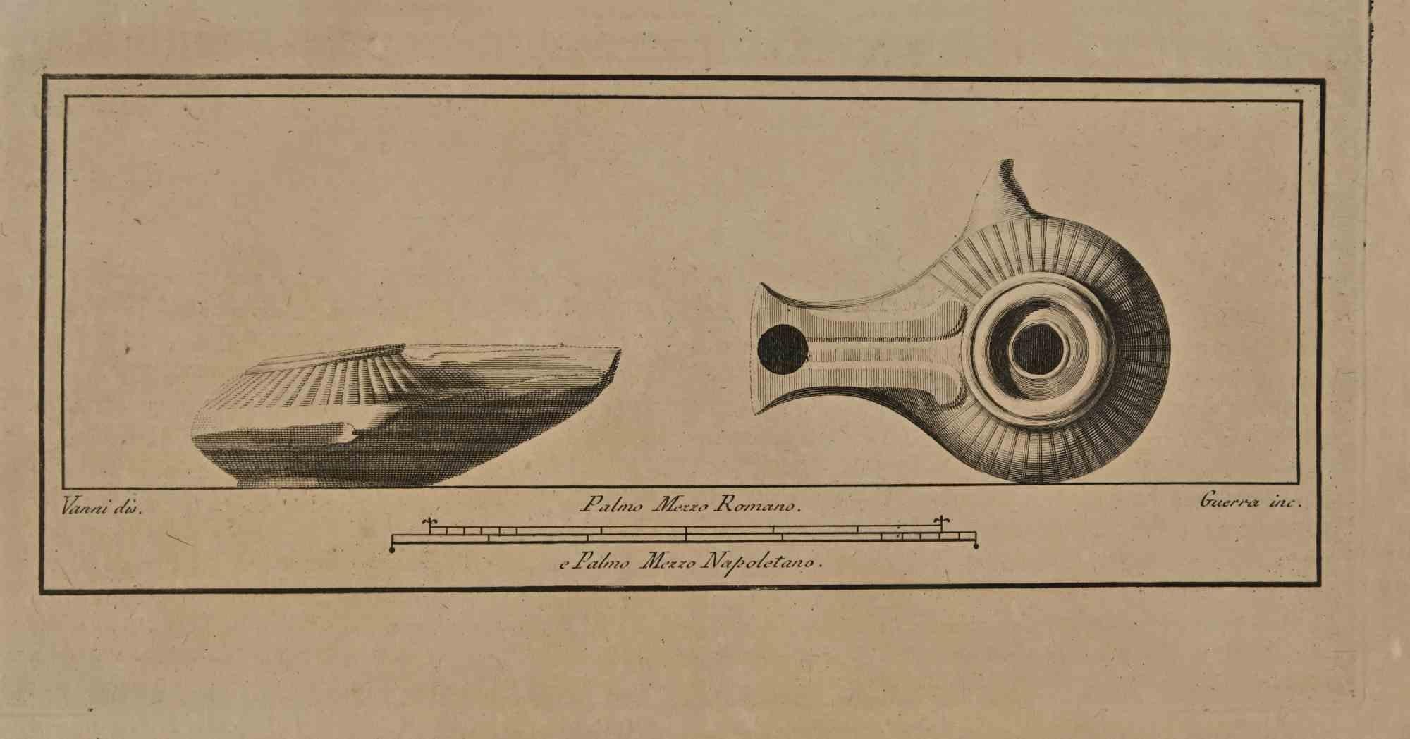 Nature morte de la série "Antiquités d'Herculanum", est une gravure sur papier réalisée par Nicola Vanni et Giovanni Guerra au 18ème siècle.

Signé sur la plaque.

Bonnes conditions à l'exception des signes dus à l'époque.

La gravure appartient à