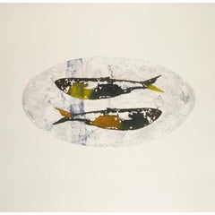 Lake fish etching and Acquatint, coloured print  by Nicola Villa