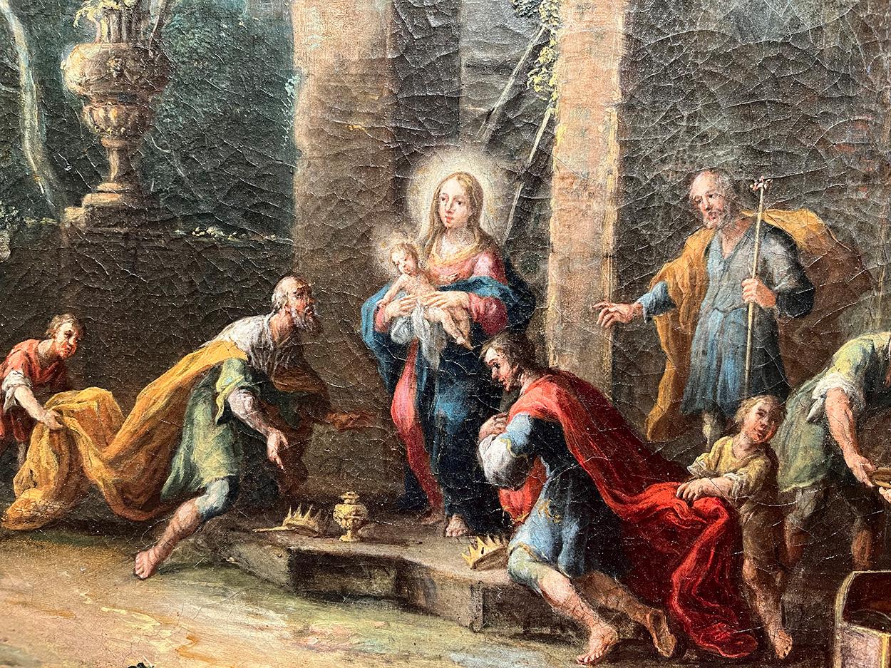 18th Century by Nicola Viso The adoration of the magi Oil on canvas For Sale 6