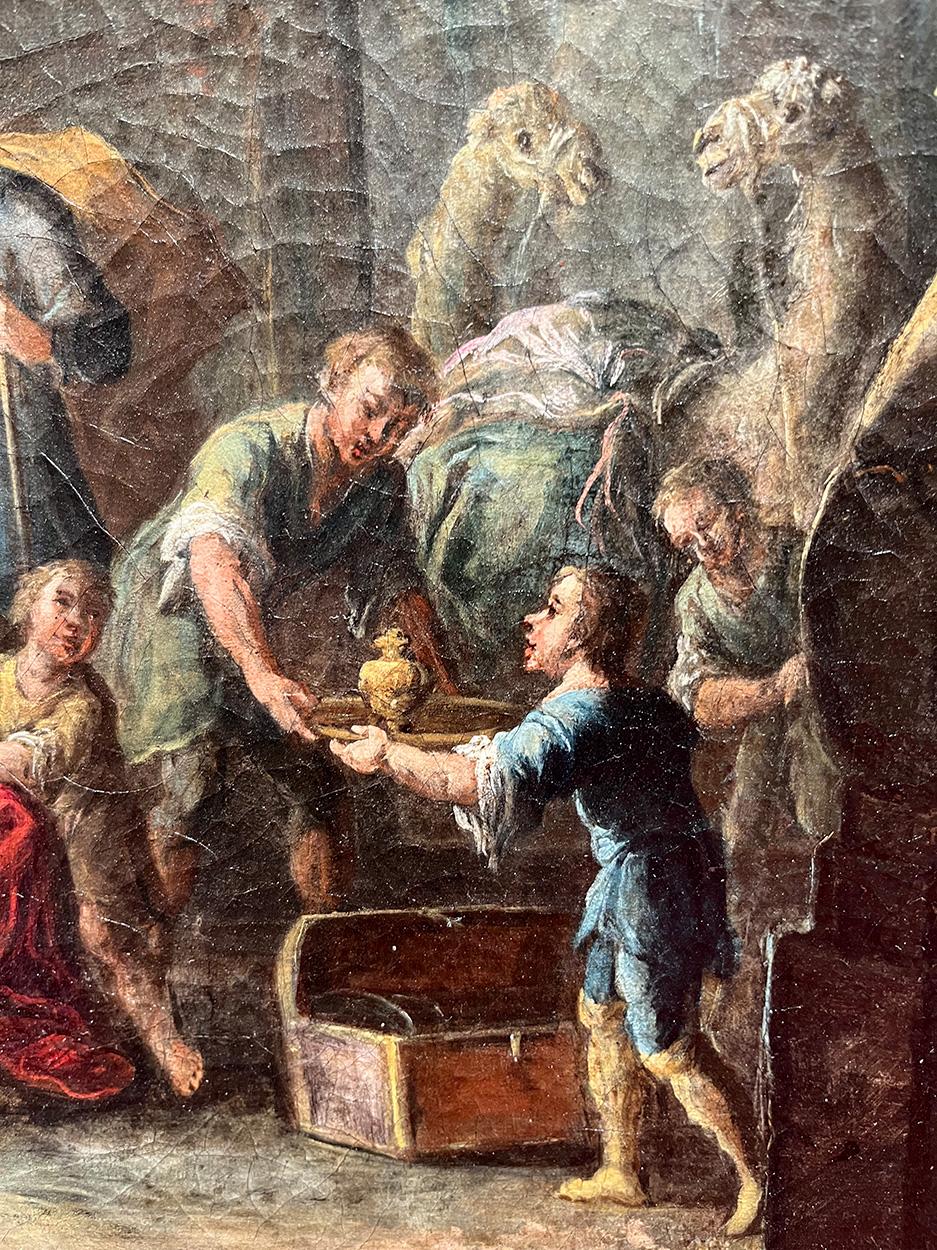 18th Century by Nicola Viso The adoration of the magi Oil on canvas - Black Figurative Painting by Nicola Viso (active in Naples in the first half of the 18th century)