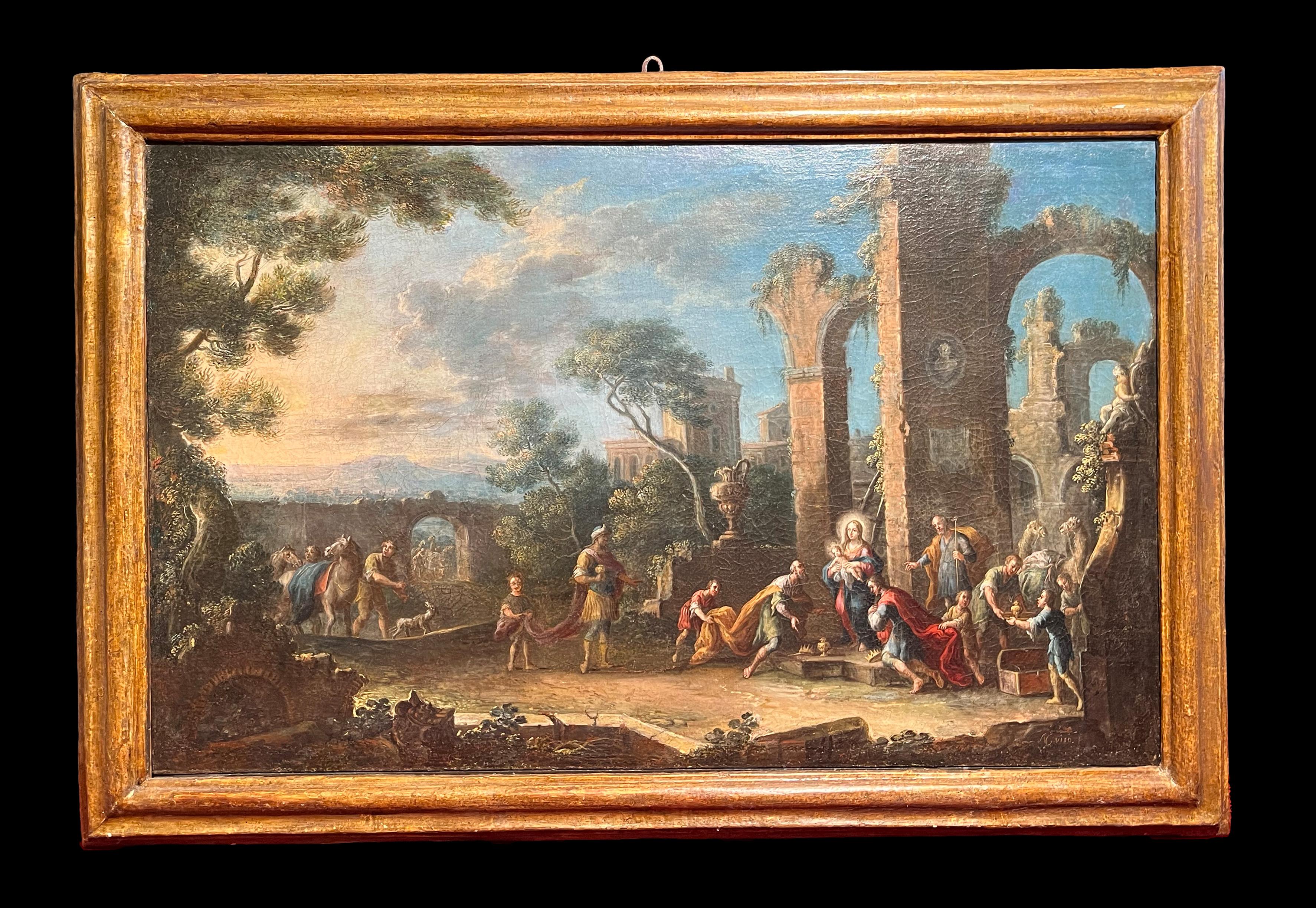 Nicola Viso (active in Naples in the first half of the 18th century) Figurative Painting - 18th Century by Nicola Viso The adoration of the magi Oil on canvas