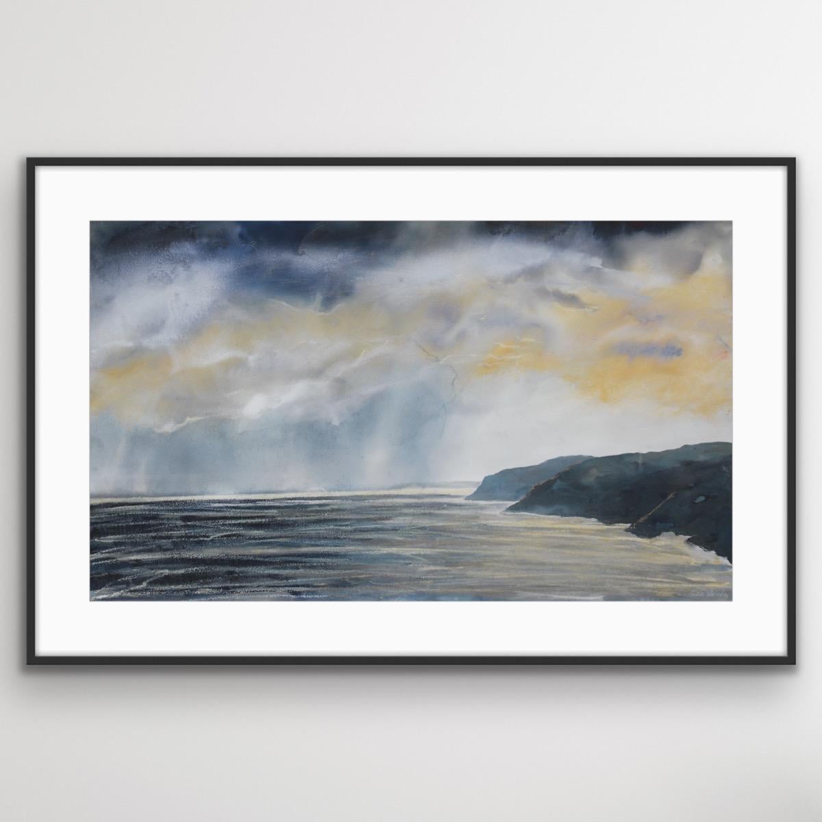 Peinture originale de paysage Golden Storm, Paysage, Peinture de Cornouailles - Impressionnisme Painting par Nicola Wiehahn