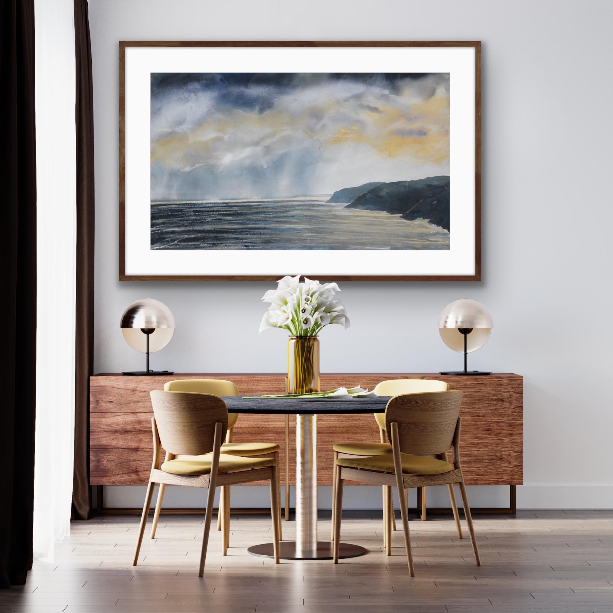 Peinture originale de paysage Golden Storm, Paysage, Peinture de Cornouailles 1