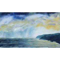 Golden Storm, Original Waterscape Painting, Landscape Art, Painting of Cornwall