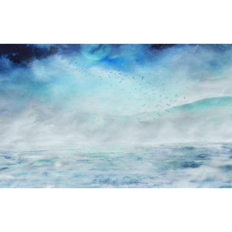 Mist and the birds by Nicola Wiehahn [2020]

Sea mist rolling in, the moon still showing and then the gulls came drifting through. Looking over the coast.

Additional information:
Original
Mixed media on heavy water colour paper
Image size: H:76 cm