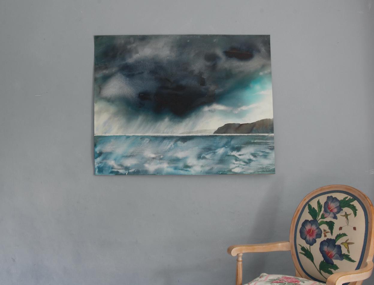 Rain storm approaching by Nicola Wiehahn [2019]

Watching a massive storm approaching and only just had time to collect my paints and run from the coast path!

Additional information:
Original
Mixed media on heavy water colour paper
Image size: H:68