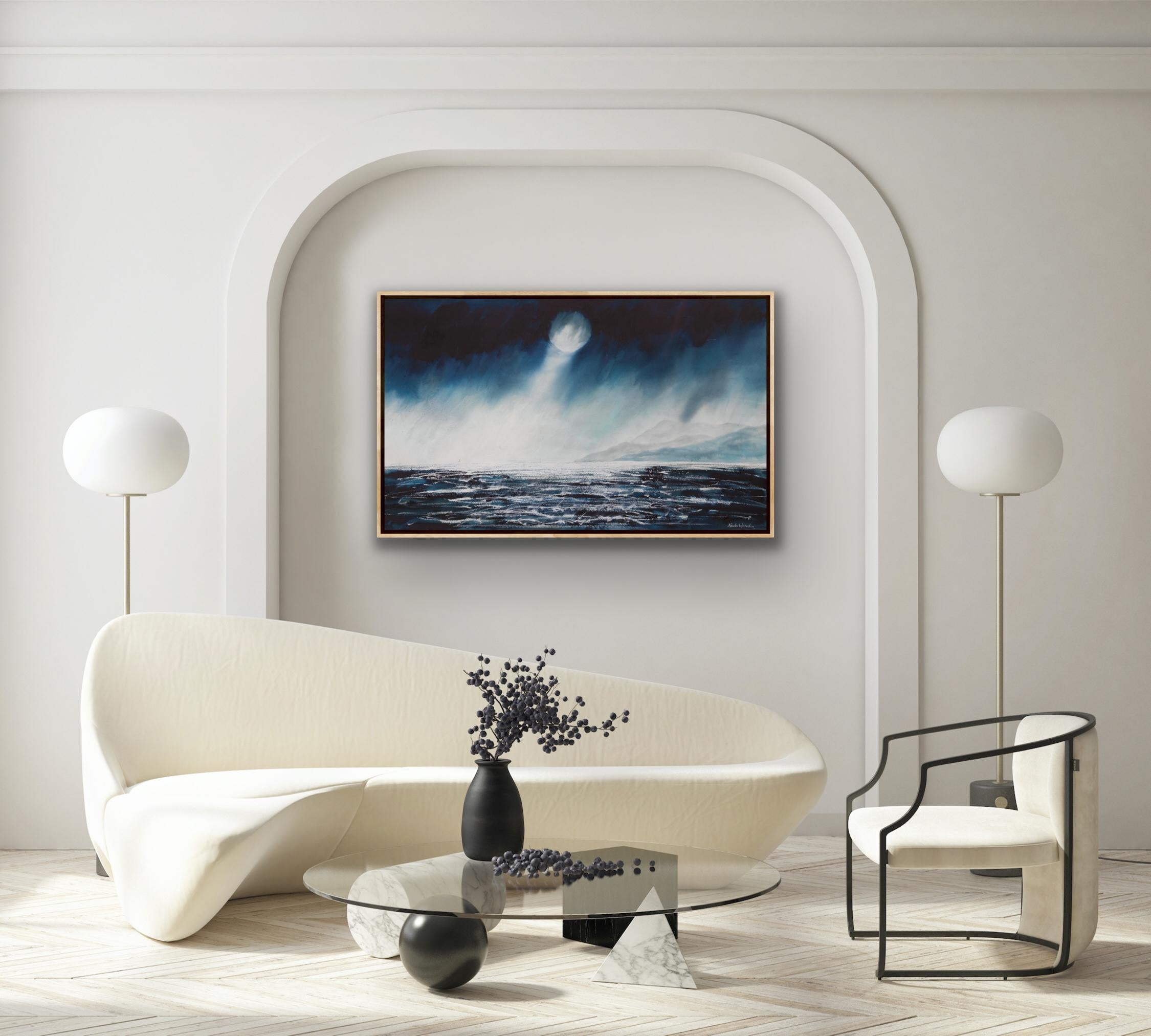 Storm Moon, Nicola Wiehahn, Contemporary art, Landscape painting, Atmospheric For Sale 6
