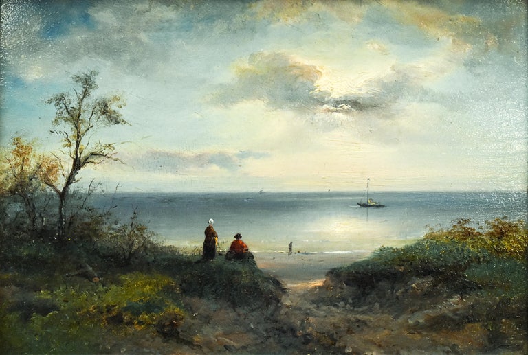 Seaview seen from the dunes - Nicolaas Riegen - Around 1860 - Painting by Nicolaas Riegen
