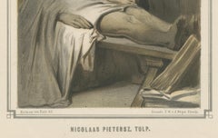 Nicolaas Tulp Performing a Dissection – 19th-Century Hand-Colored Lithograph