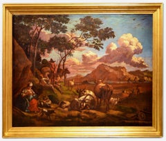 Landschaft Italien Roma 17. Jahrhundert Öl auf Leinwand Gemälde in alter Meisterqualität Barock