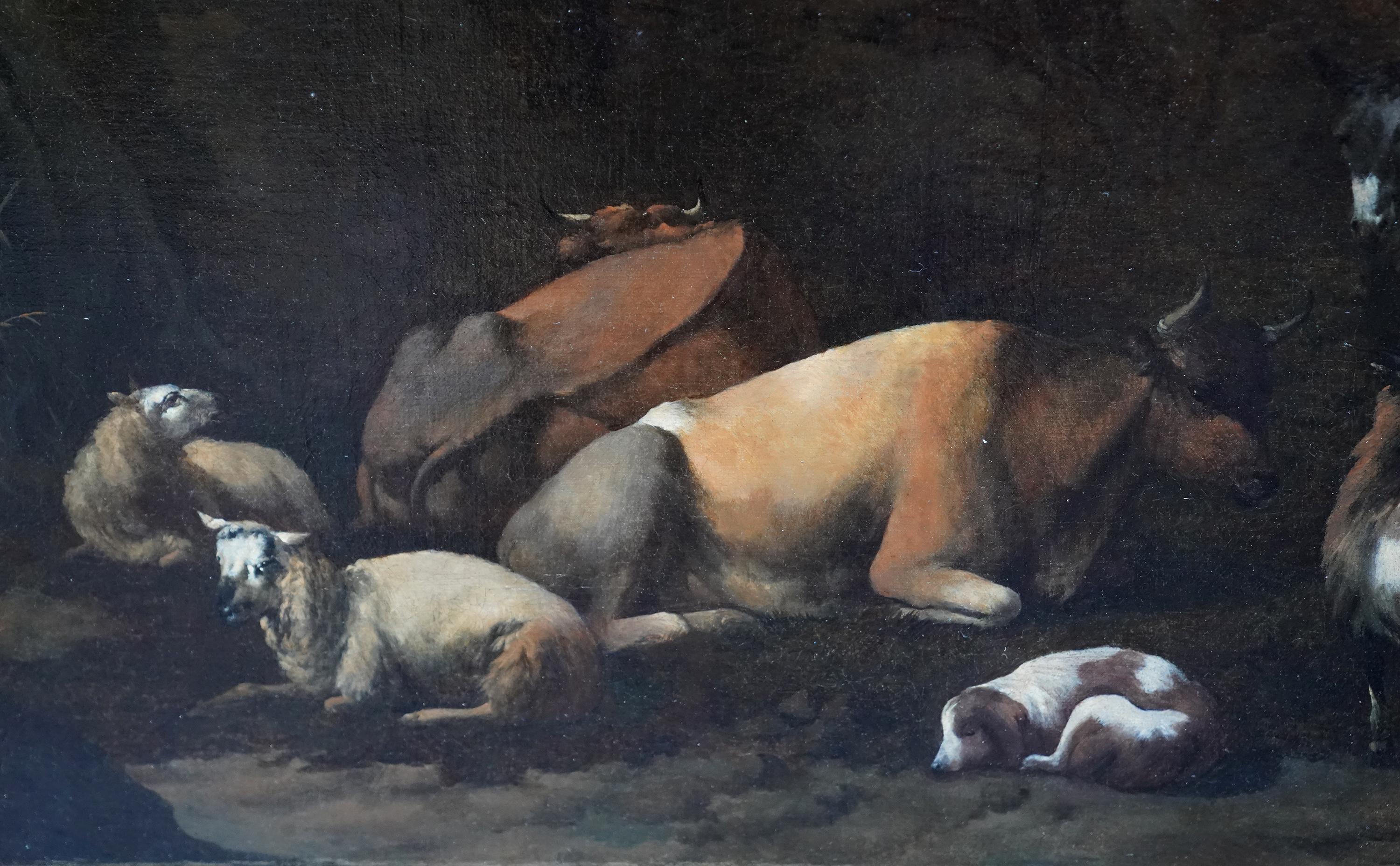 Hirte mit Tieren in Landschaft – niederländisches pastorales Ölgemälde eines alten Meisters  im Angebot 3