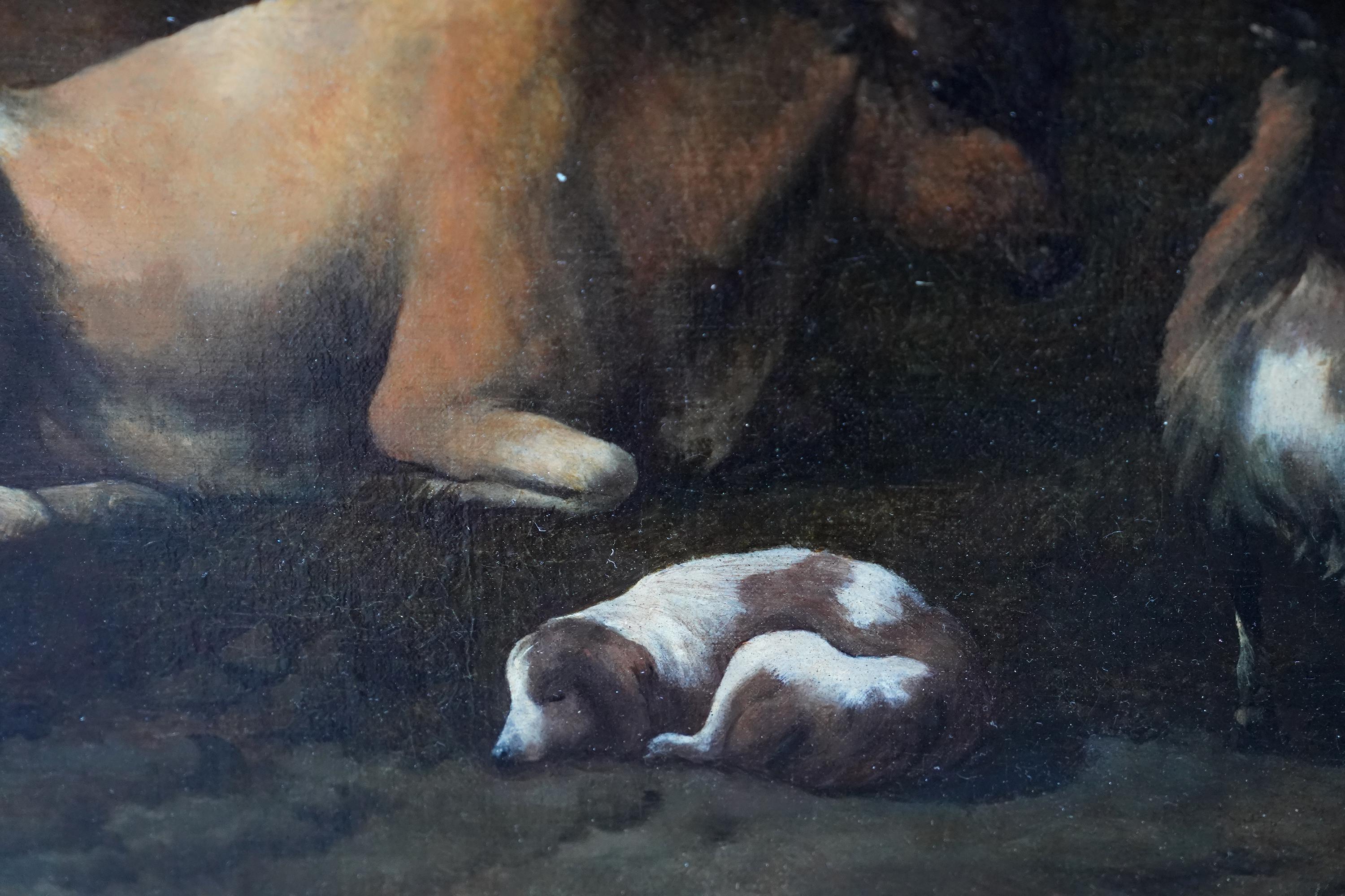 Hirte mit Tieren in Landschaft – niederländisches pastorales Ölgemälde eines alten Meisters  im Angebot 4