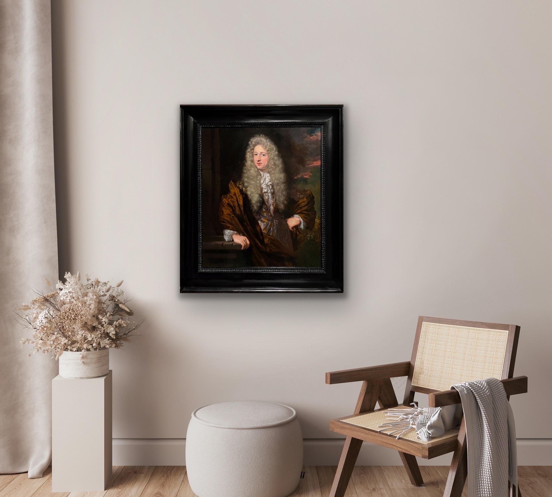 17th century Dutch old master portrait of a noble man ca. 1680 - Painting by Nicolaes Maes