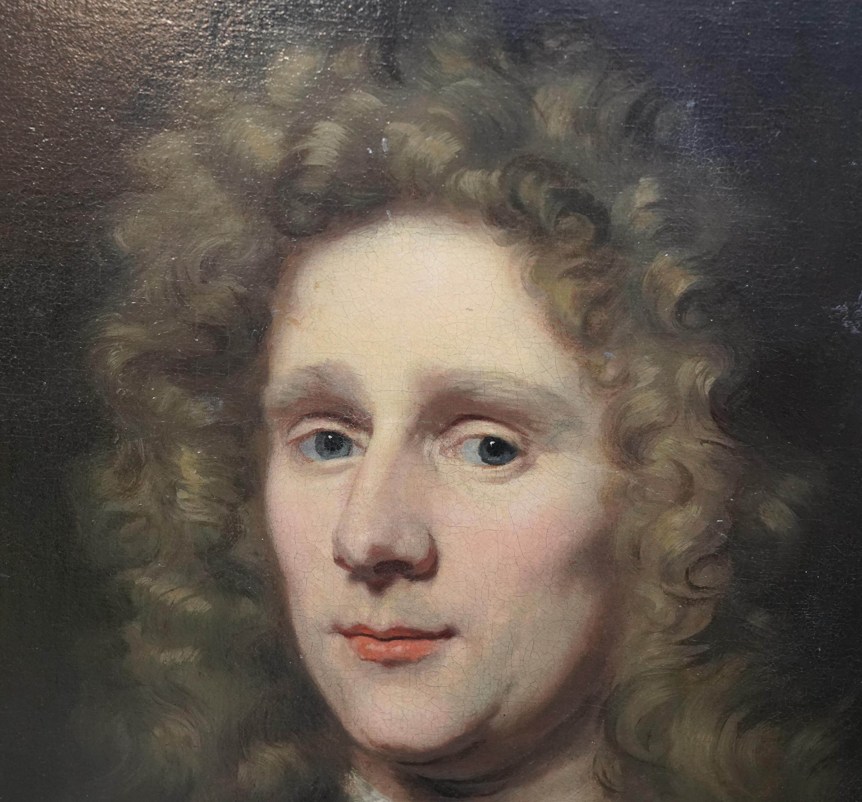 Portrait of Colonel Rupert Bridge in Armour with a Black Pageboy - Dutch 17thC For Sale 1