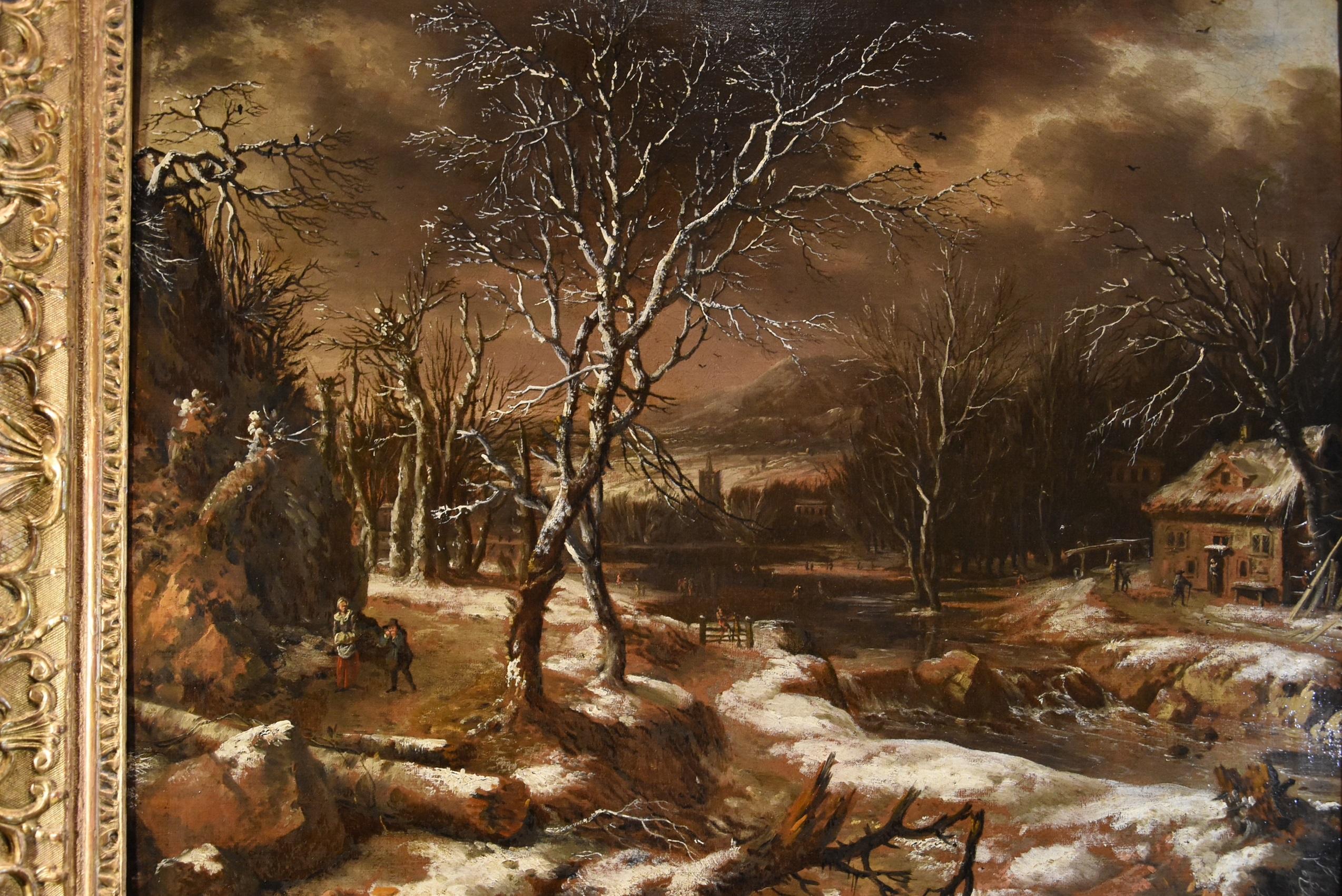 A Winter Landscape Molenaer Paint 17th Century Oil on canvas Old master Flemish en vente 7