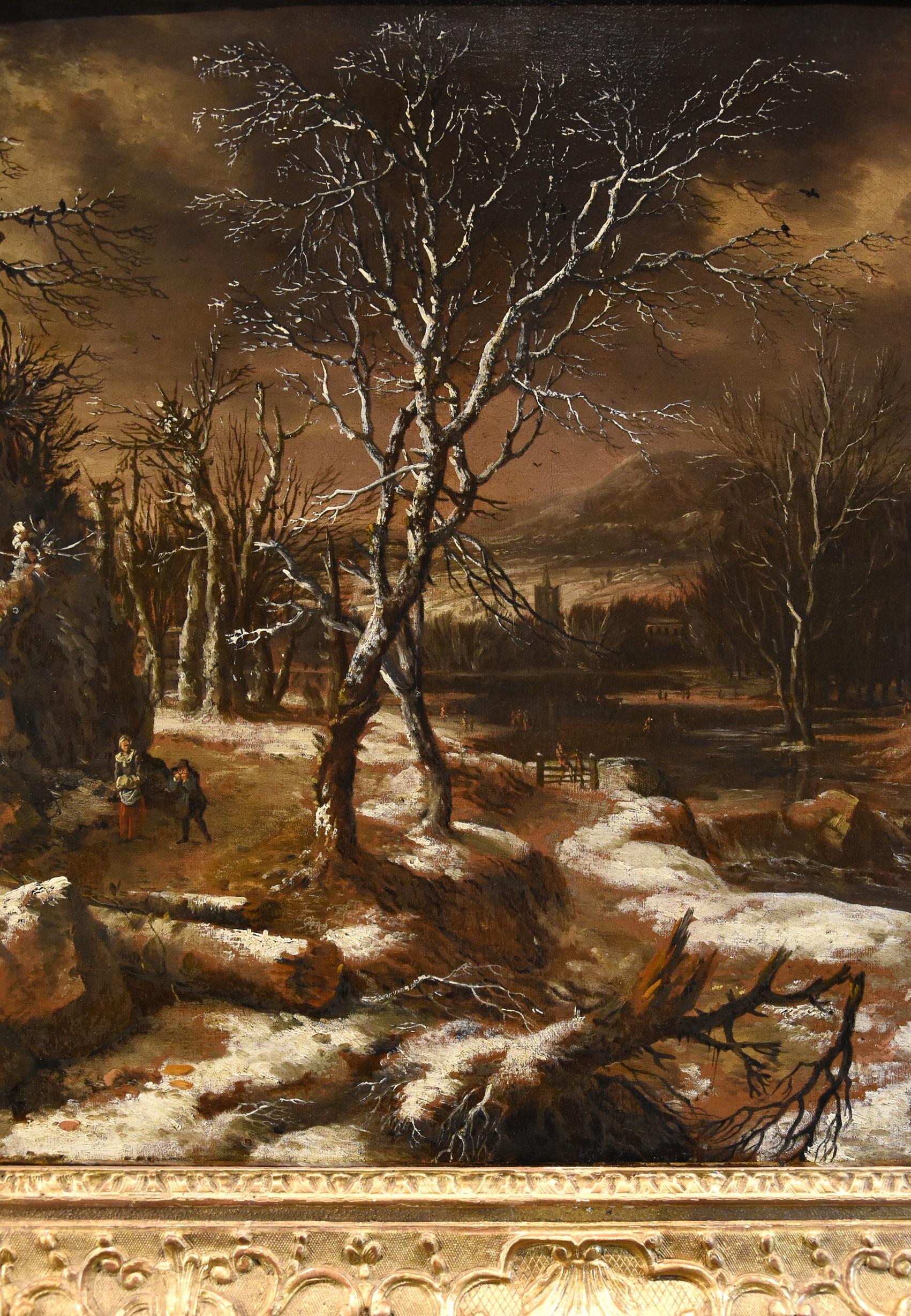 Winter Landscape Molenaer Paint 17th Century Oil on canvas Old master Flemish For Sale 8