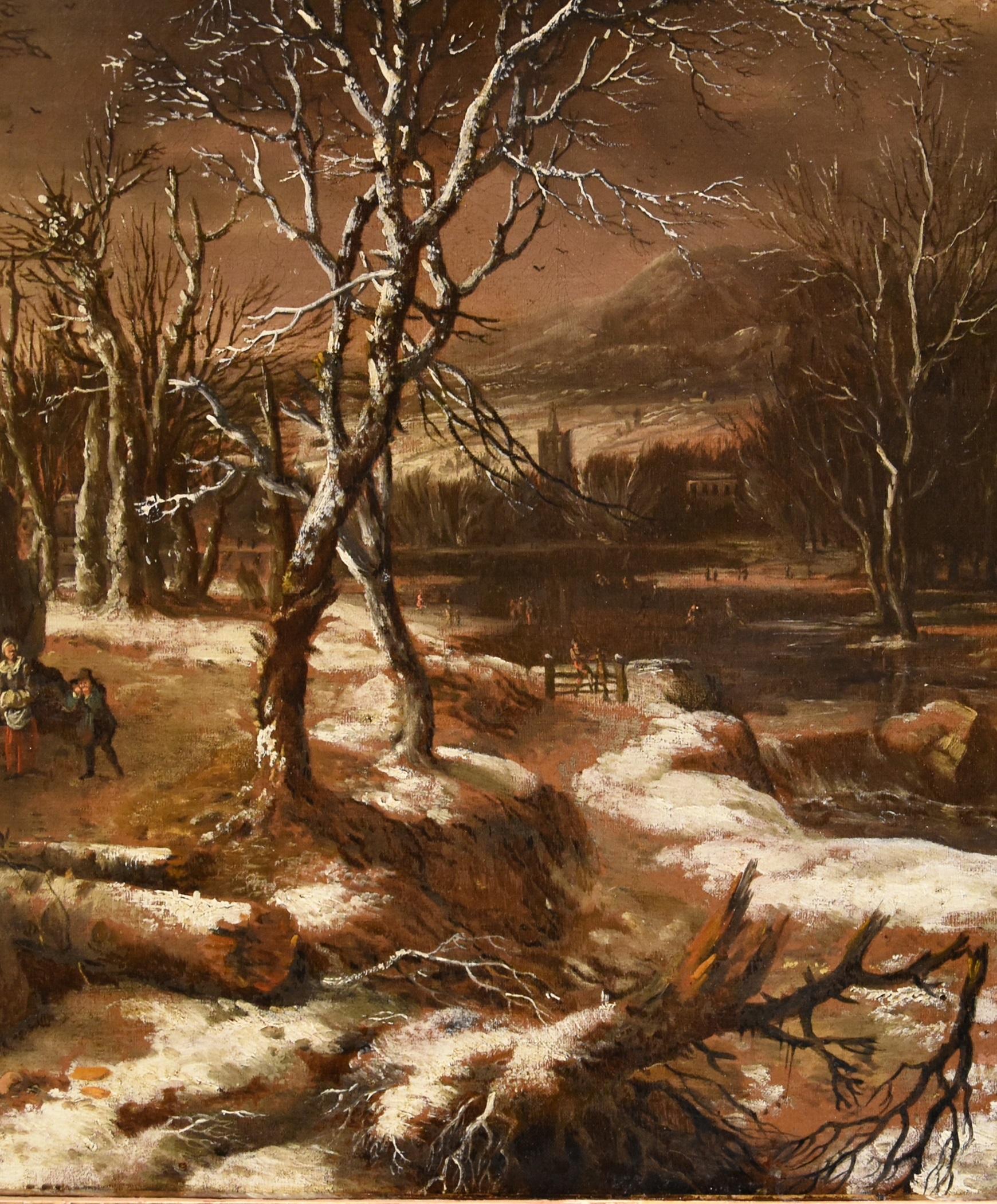 Winter Landscape Molenaer Paint 17th Century Oil on canvas Old master Flemish For Sale 9