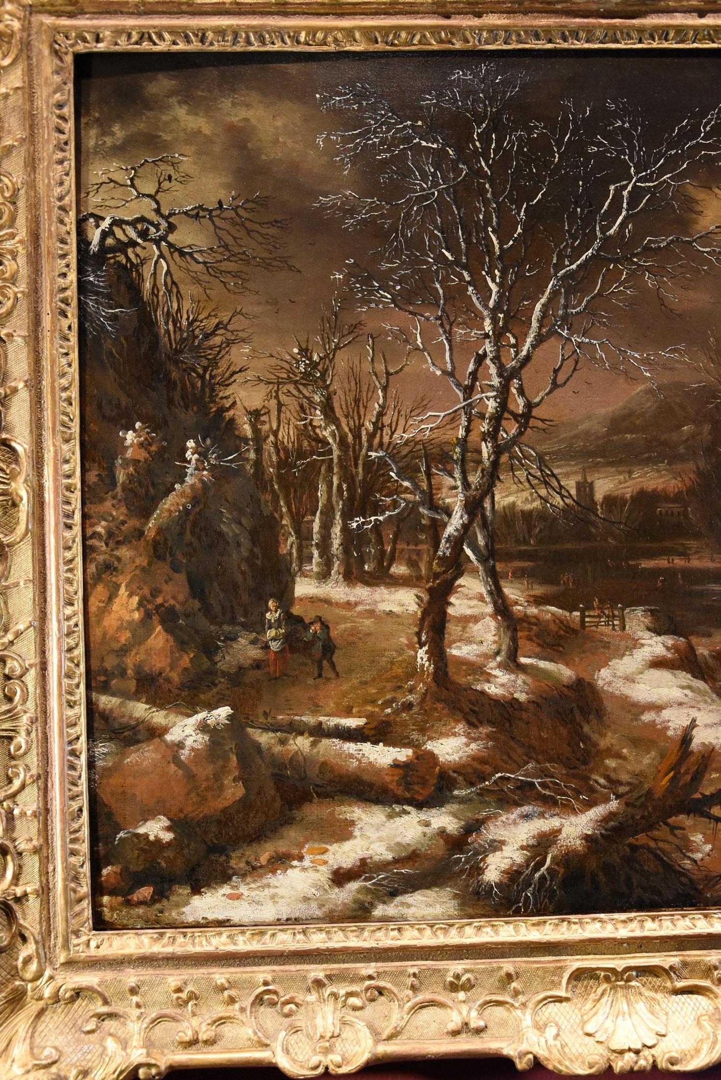 Winter Landscape Molenaer Paint 17th Century Oil on canvas Old master Flemish For Sale 1