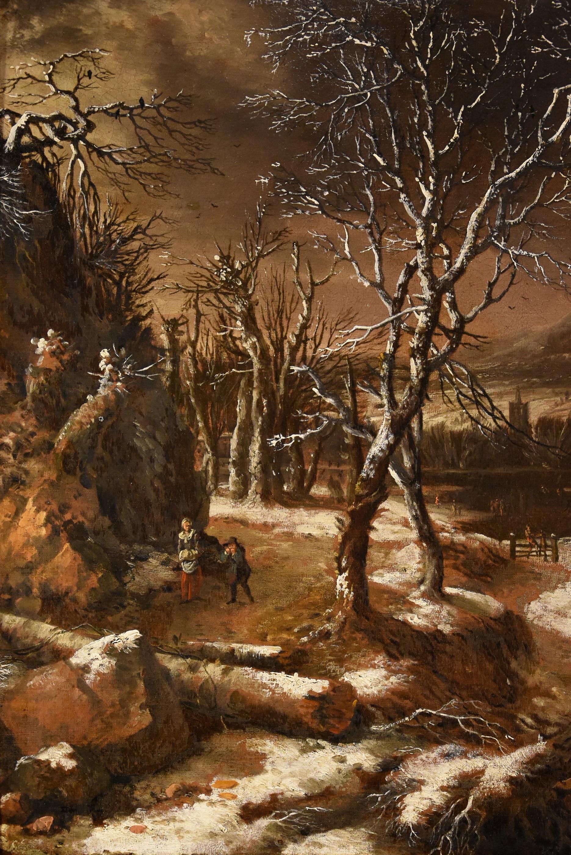 Winter Landscape Molenaer Paint 17th Century Oil on canvas Old master Flemish For Sale 2