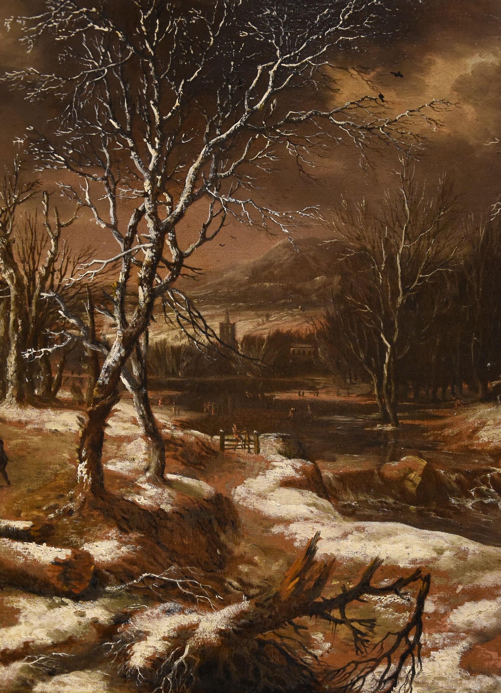 A Winter Landscape Molenaer Paint 17th Century Oil on canvas Old master Flemish en vente 3