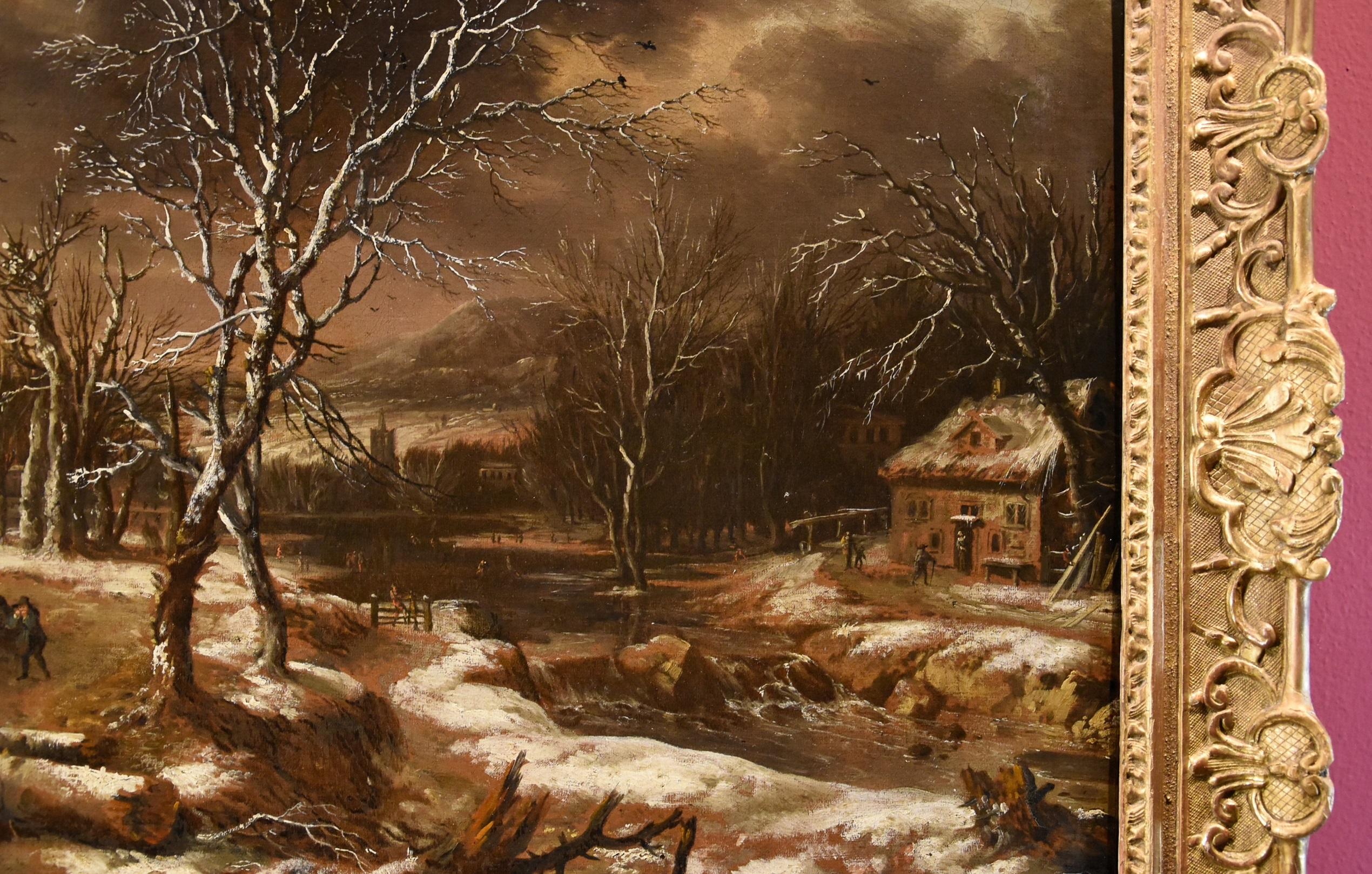 A Winter Landscape Molenaer Paint 17th Century Oil on canvas Old master Flemish en vente 5