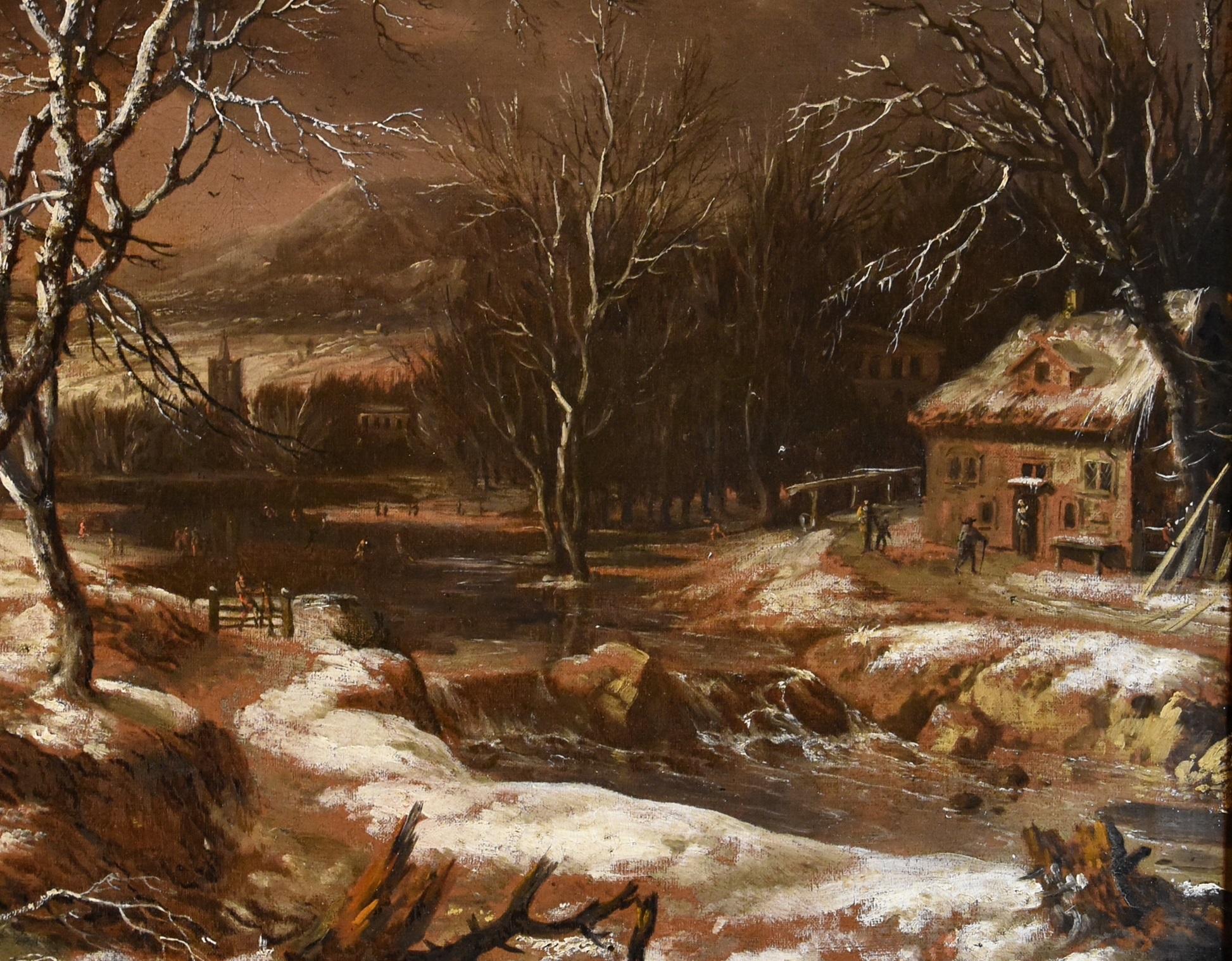 Winter Landscape Molenaer Paint 17th Century Oil on canvas Old master Flemish For Sale 6