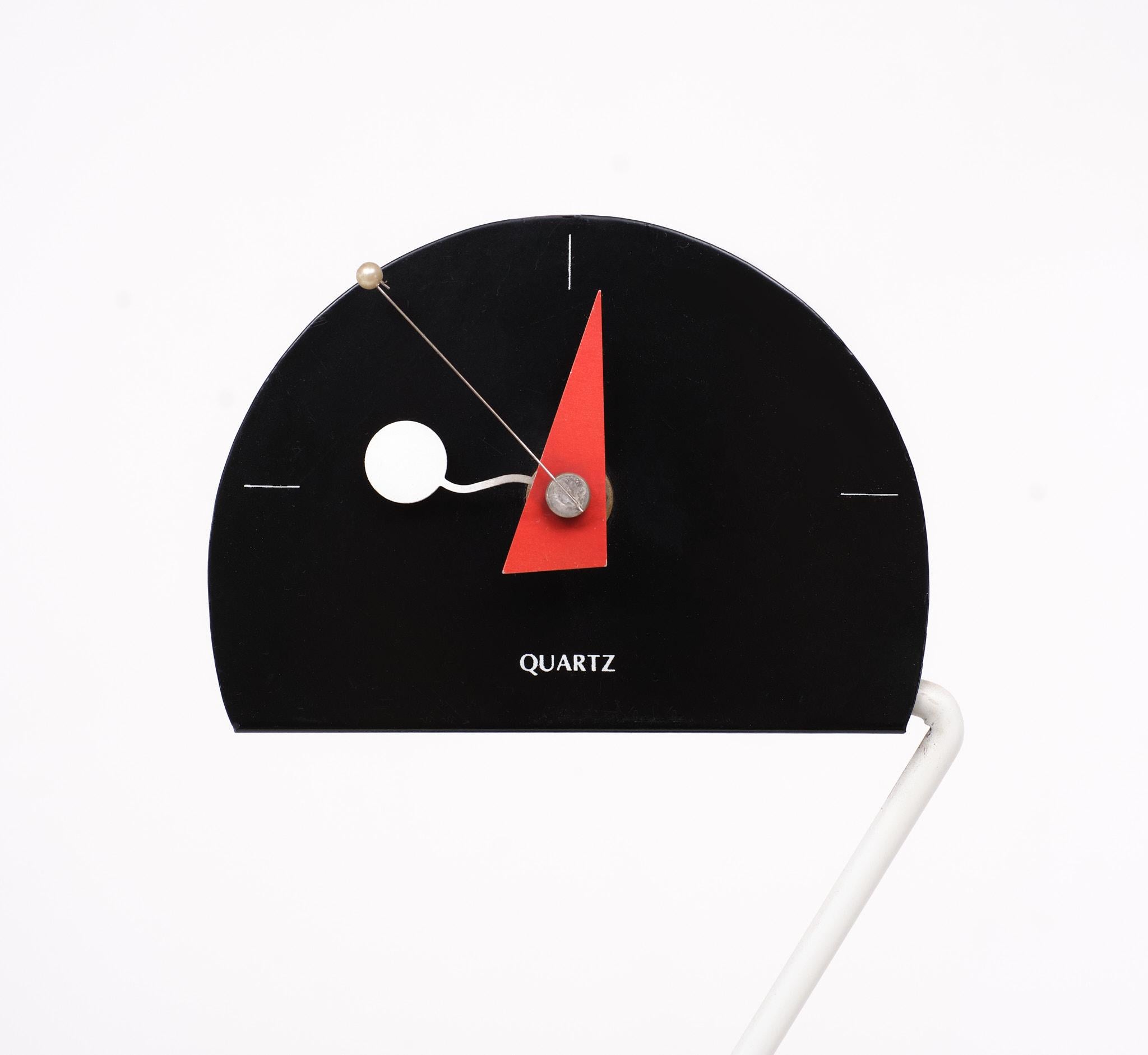 Metal Nicolai Canetti - Artec - Table Clock 1980s  For Sale