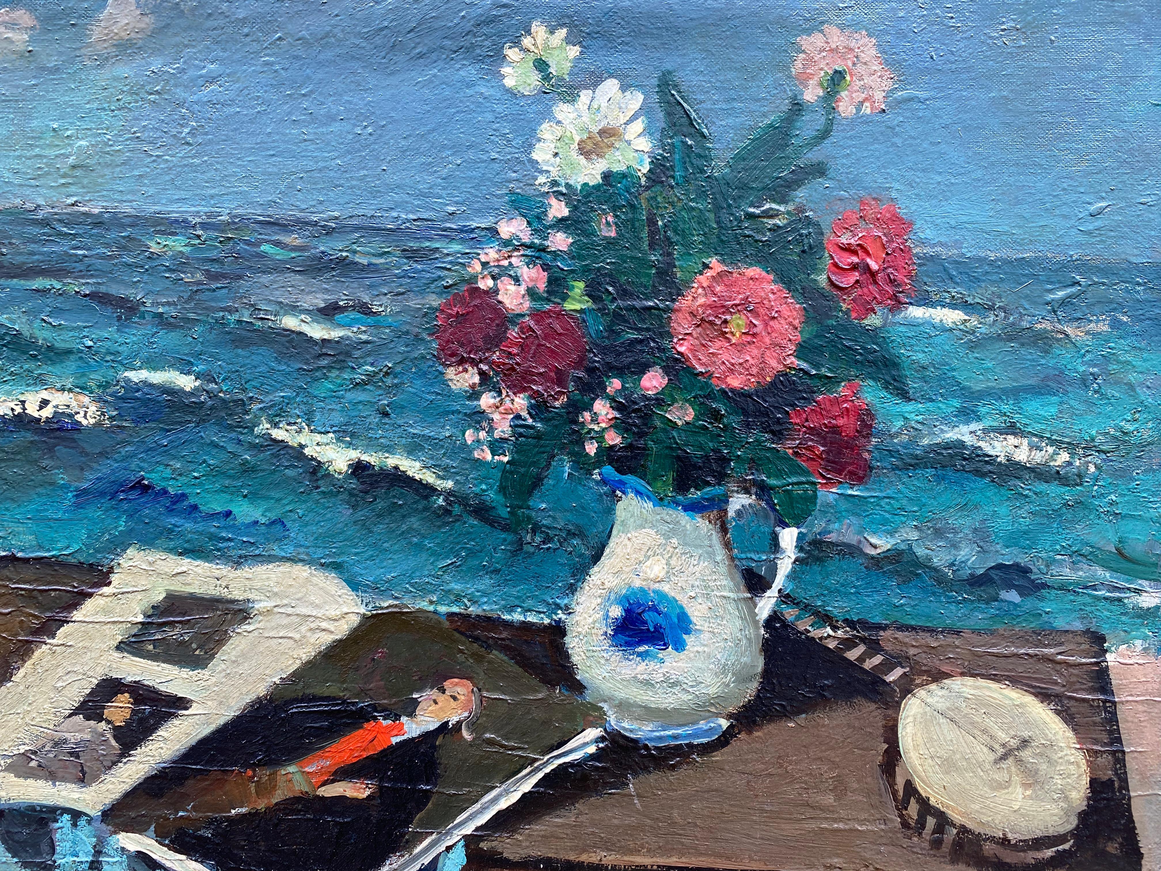 Blumenstrauß am Meer (Amerikanische Moderne), Painting, von Nicolai Cikovsky