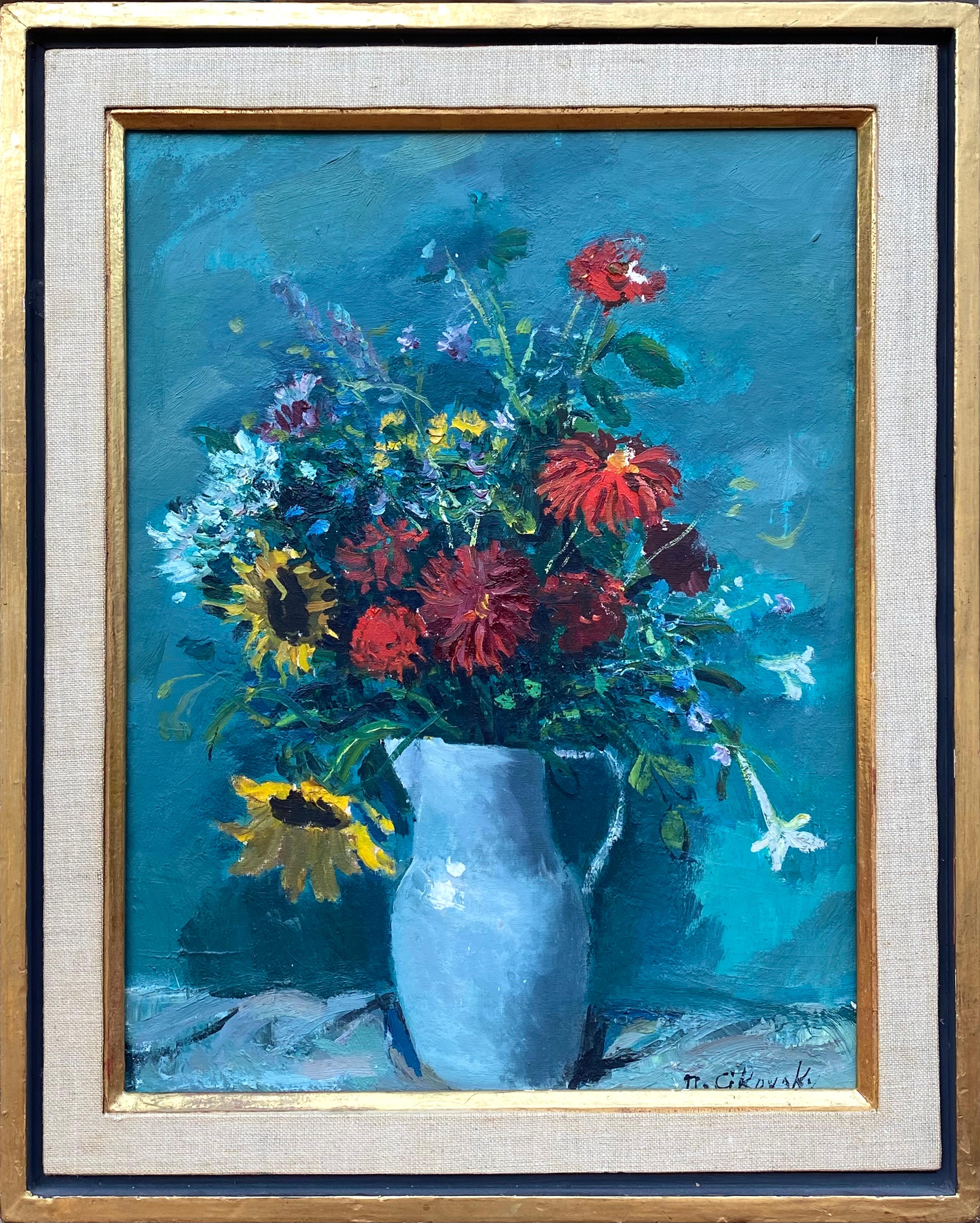 “Bouquet in Pitcher” - Painting by Nicolai Cikovsky