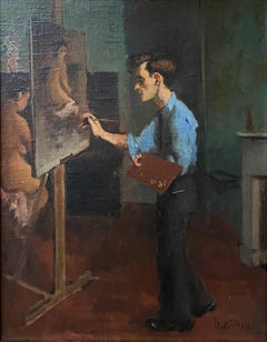 "Moses Soyer mentre dipinge nel suo studio" Nicolai Cikovsky, Ritratto dell'artista