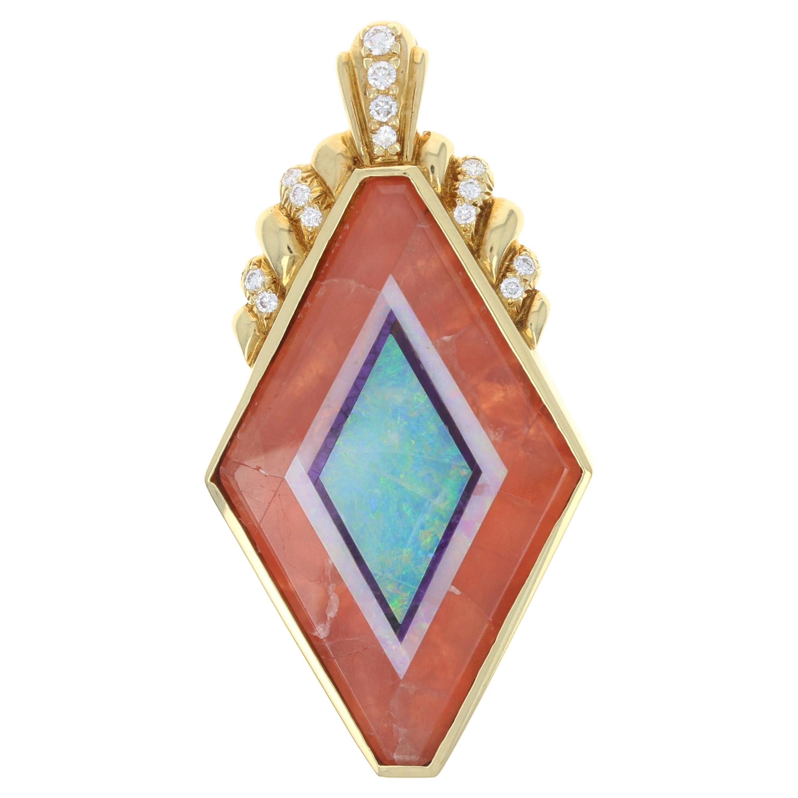 Ciondolo con gemma Nicolai Medvedev, oro 18 carati, rodocrosite