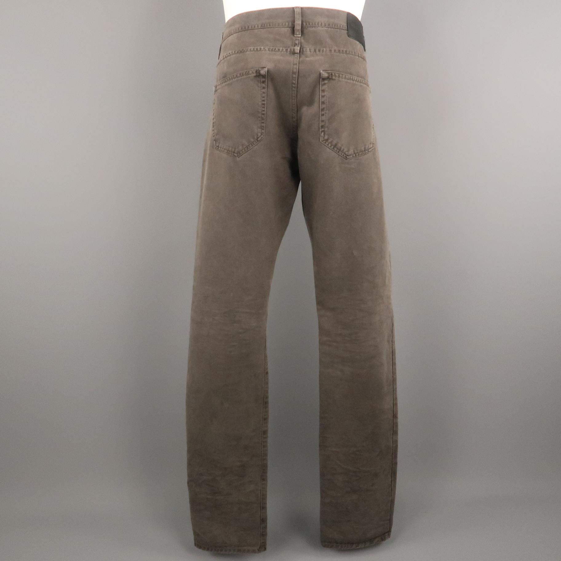 NICOLAS A. TARALIS Size 34 Grey Solid Cotton Button Fly Casual Pants In Excellent Condition In San Francisco, CA