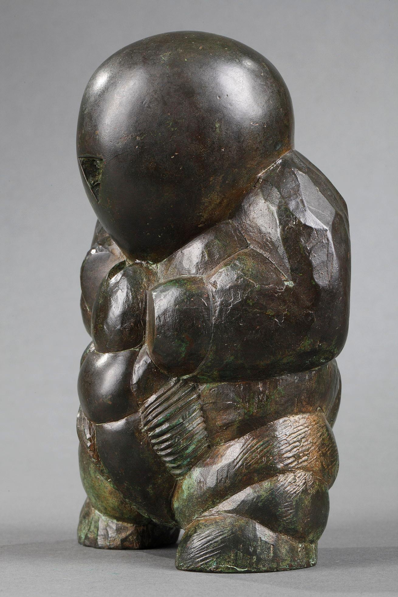 El bebé - Figurative Sculpture Oro de Nicolas Alquin