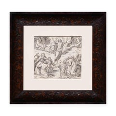 “Ascension of Christ” Black and White Biblical Figurative Lithograph
