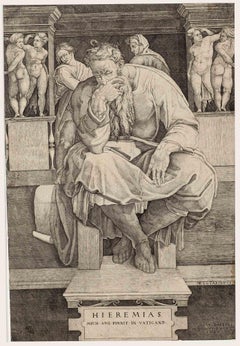 Antique The Prophet Jeremiah - Etching by Nicolas Beatrizet - 1547
