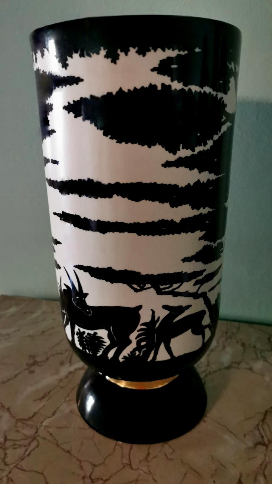 Mid-Century Modern Vase en porcelaine française Savannah Collection Nicolas Blandin en vente