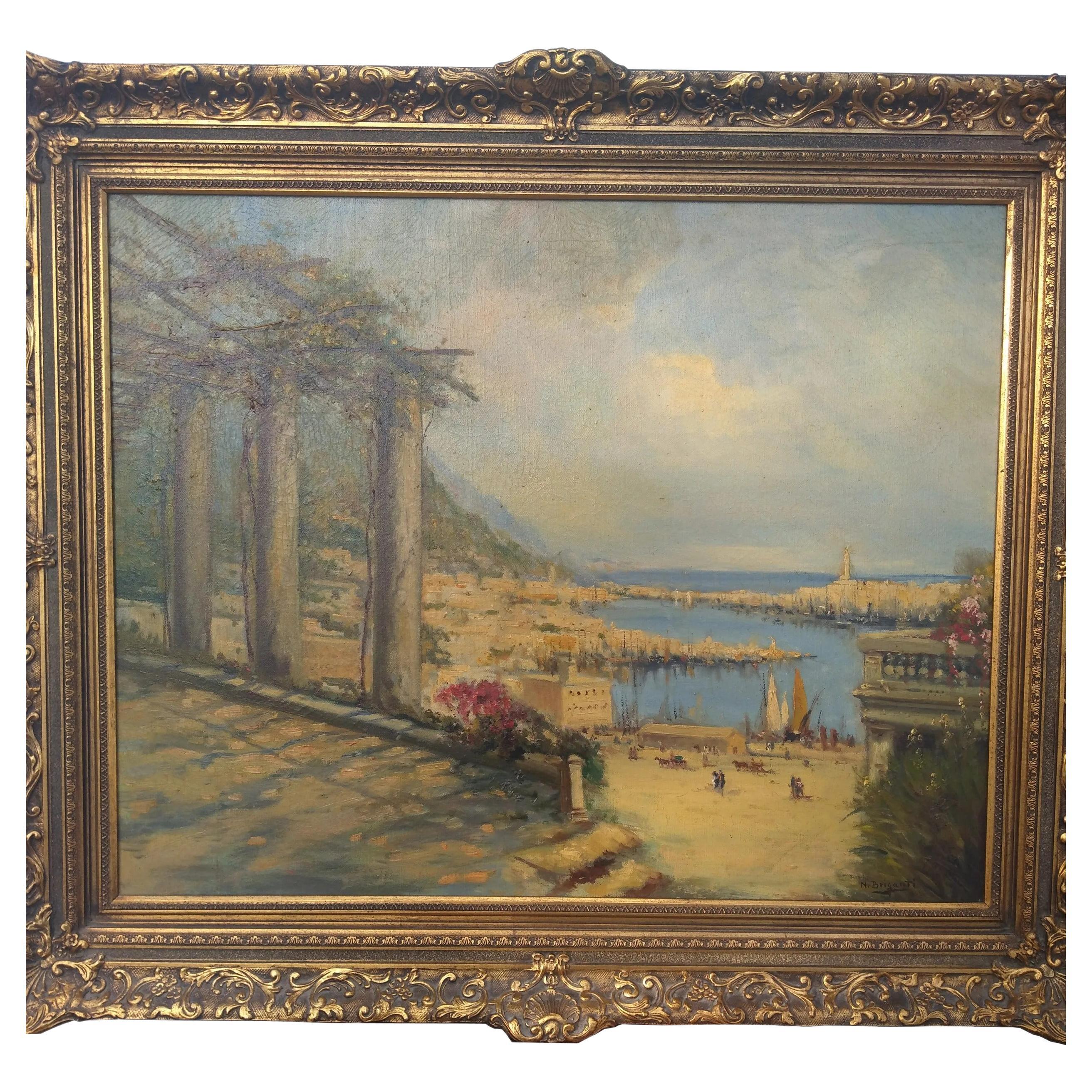 1861-1944
Nicolas Briganti oil on canvas.
European Scene

Active in New Bedford, Massachusetts between 1893 and 1897, Nicholas Briganti painted luminous landscapes of bucolic scenes as well as figure and human activity. 

Briganti exhibited at