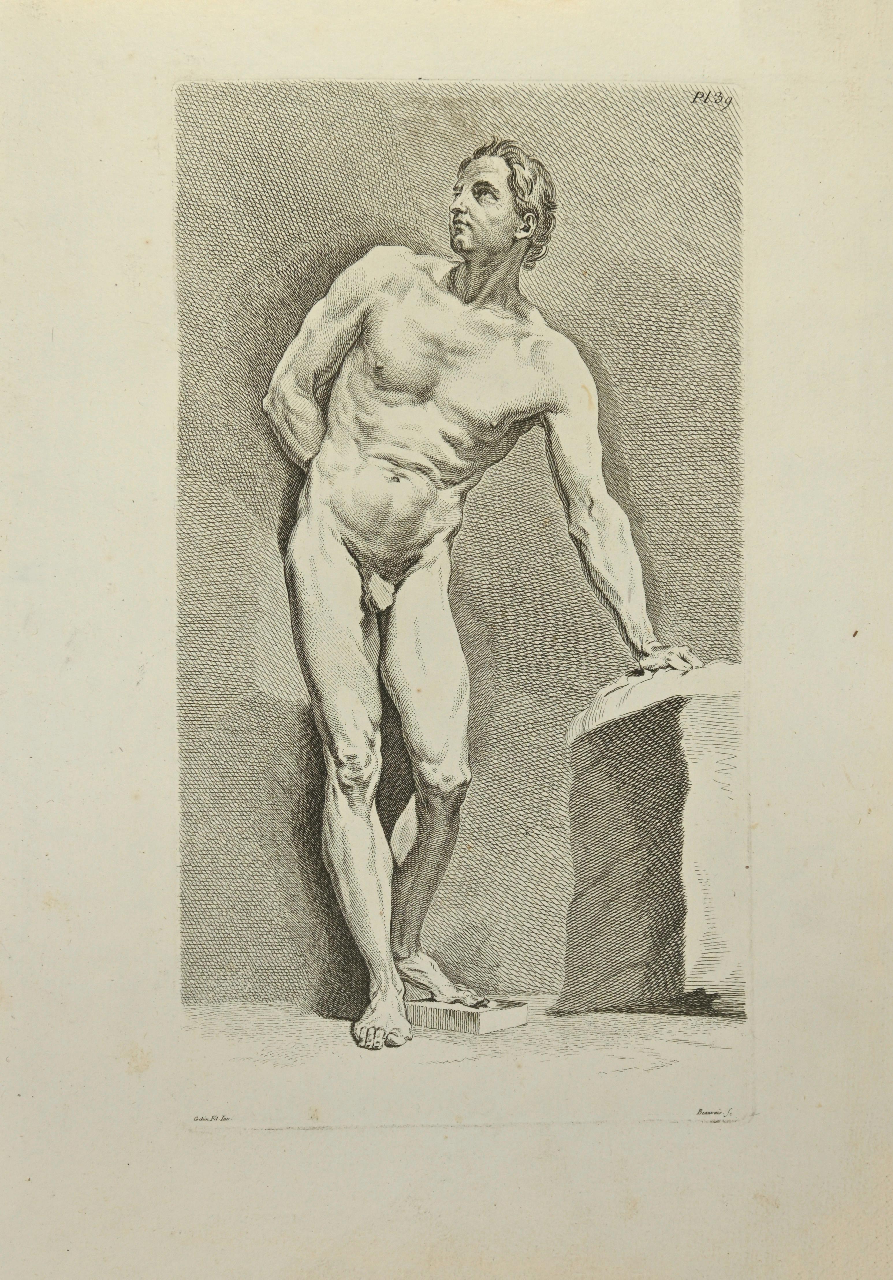 Anatomie-Studien ist eine Radierung von Nicolas-Dauphin de Beauvais aus dem 18. Jahrhundert.

Guter Zustand mit Stockflecken.

Signiert auf der Platte.

Das Kunstwerk wird mit sicheren Strichen dargestellt.