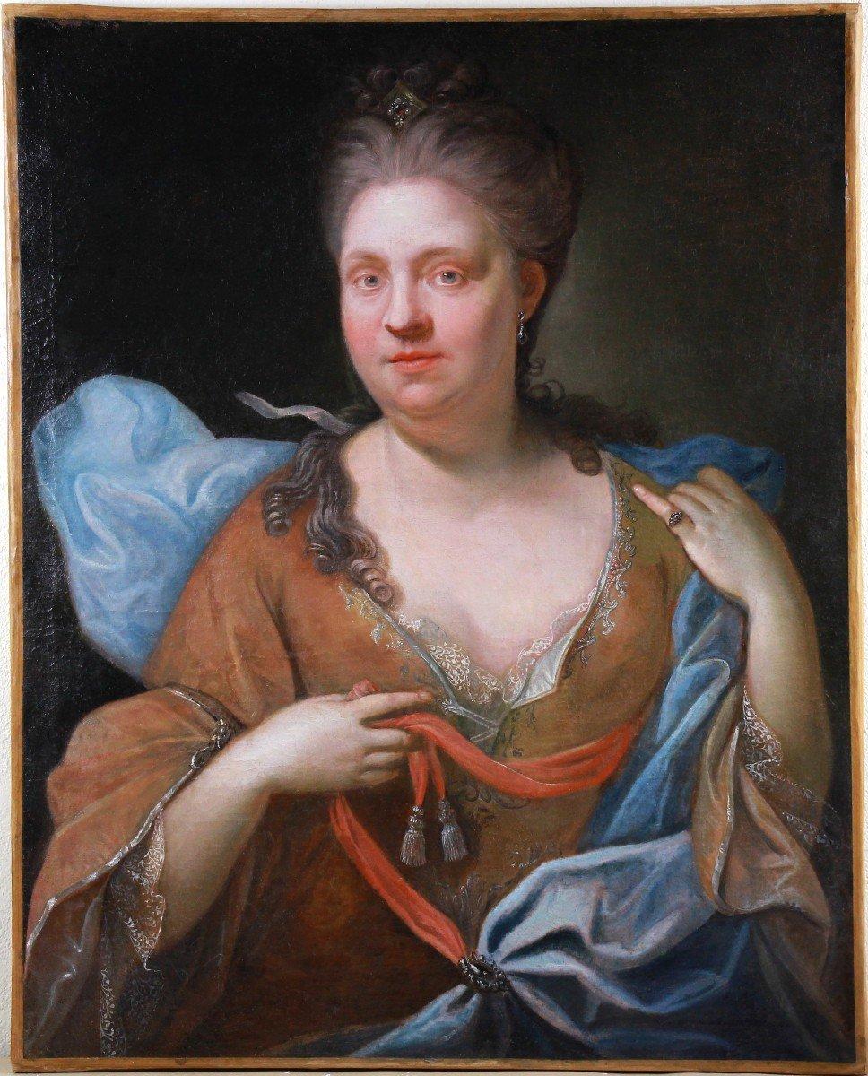 Öl auf Leinwand Porträt Elisabeth de Fontenay Kreis von Largilliere mit Rahmen, Öl – Painting von Nicolas De Largilliere (1656-1746)