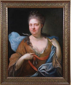 Olio su tela con ritratto di Elisabeth de Fontenay Cerchio di Largilliere con cornice