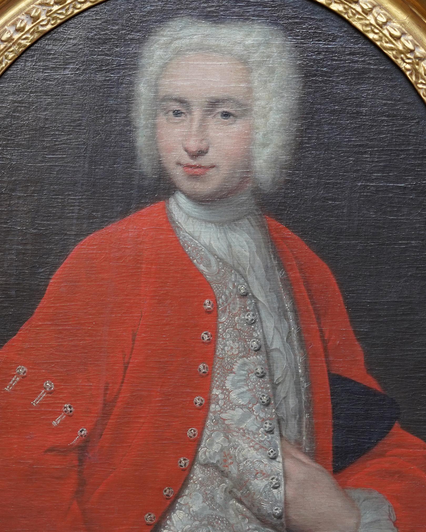 Ritratto ovale di un gentiluomo - Quadro ad olio d'arte French Old Master c1700 - Painting di Nicolas De Largilliere