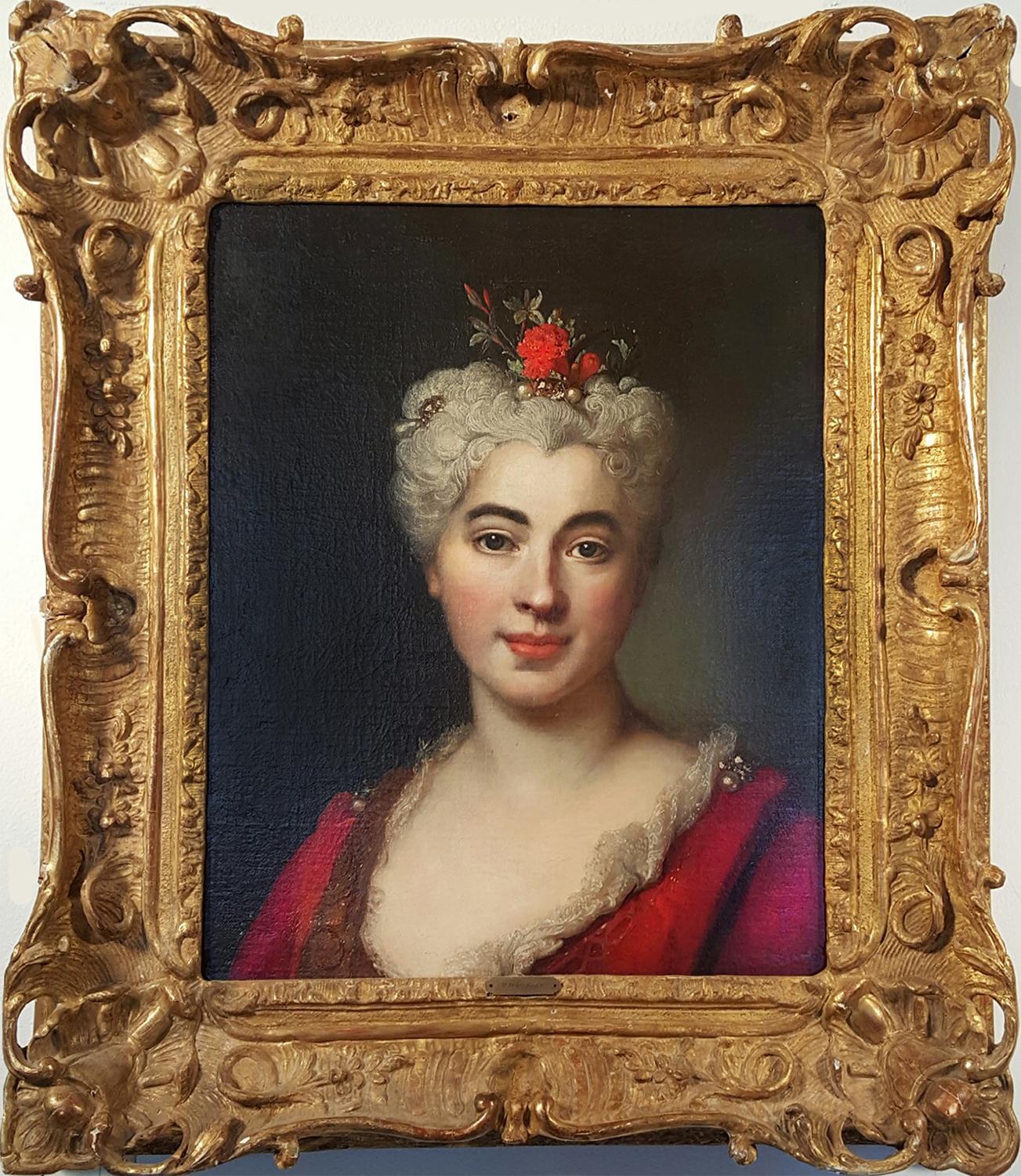 Nicolas De Largilliere Figurative Painting - Rococo Portrait Of Elisabeth Marguerite, The Artist's Daughter with Tiara