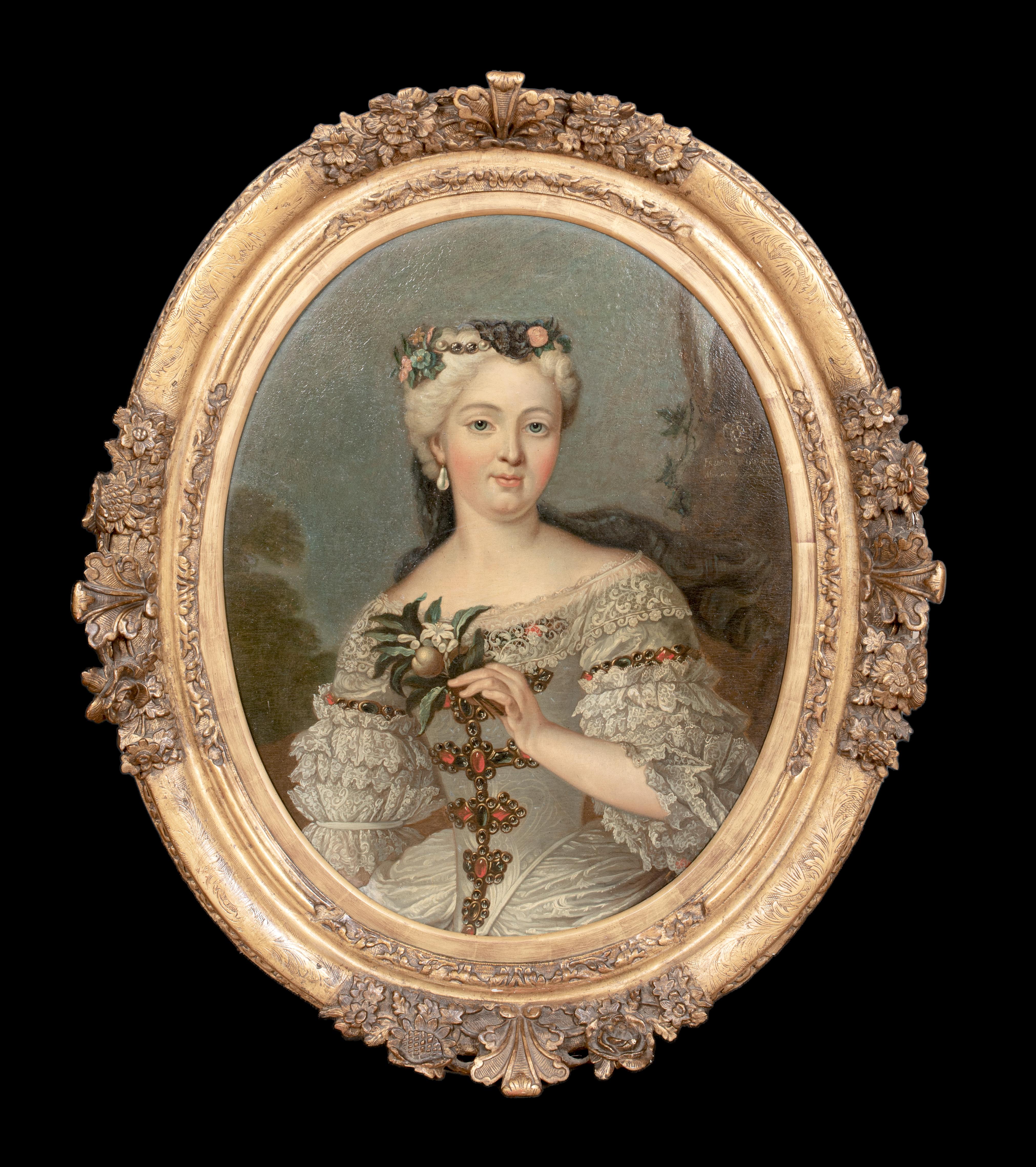PORTRAIT OF FRANCOISE D'AUBIGNE MARQUISE DE MAINTENON, 17th Century - Painting by Nicolas De Largilliere