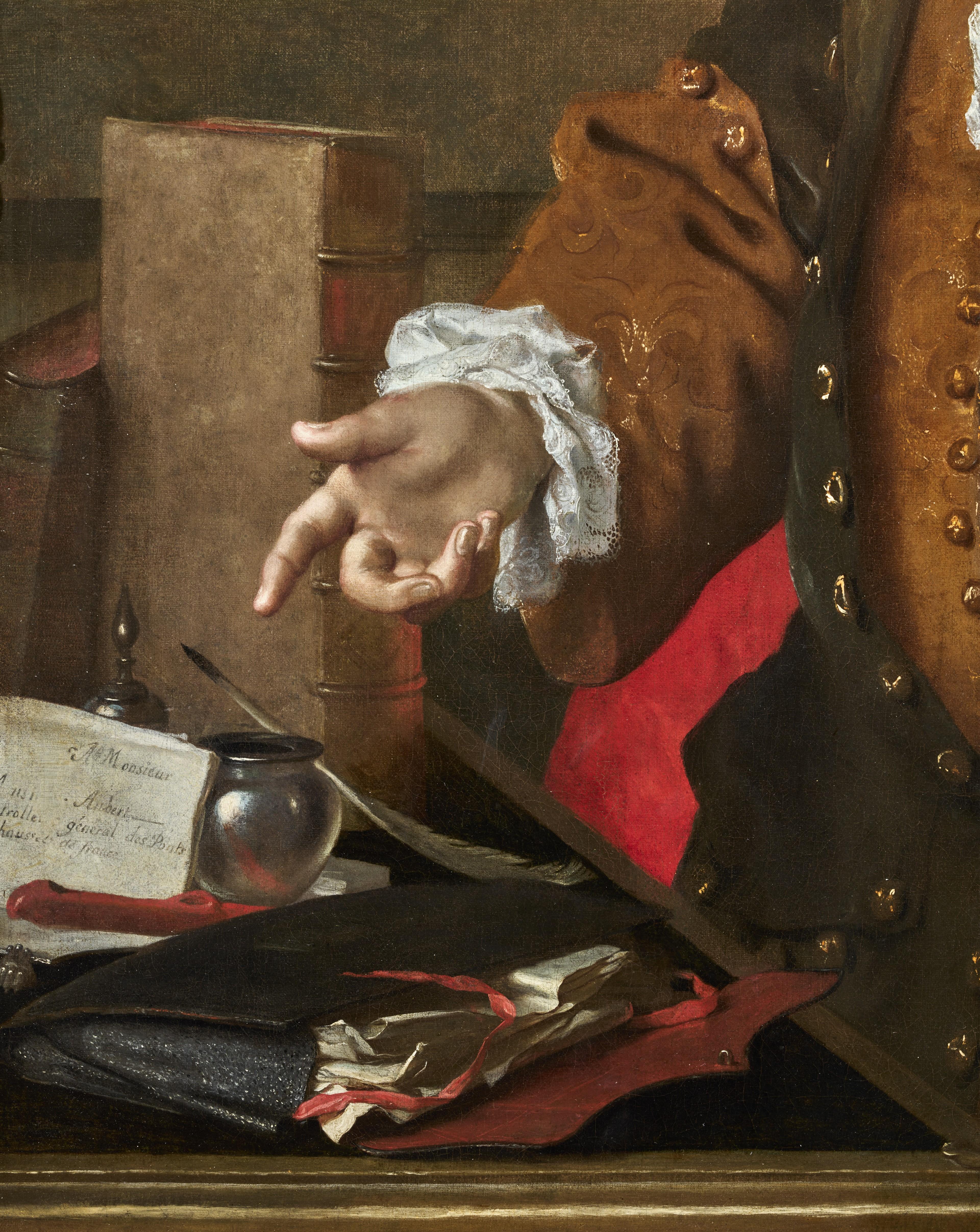 Portrait de Monsieur Aubert, portrait d'apparat de Nicolas de Largillière - Maîtres anciens Painting par Nicolas De Largilliere