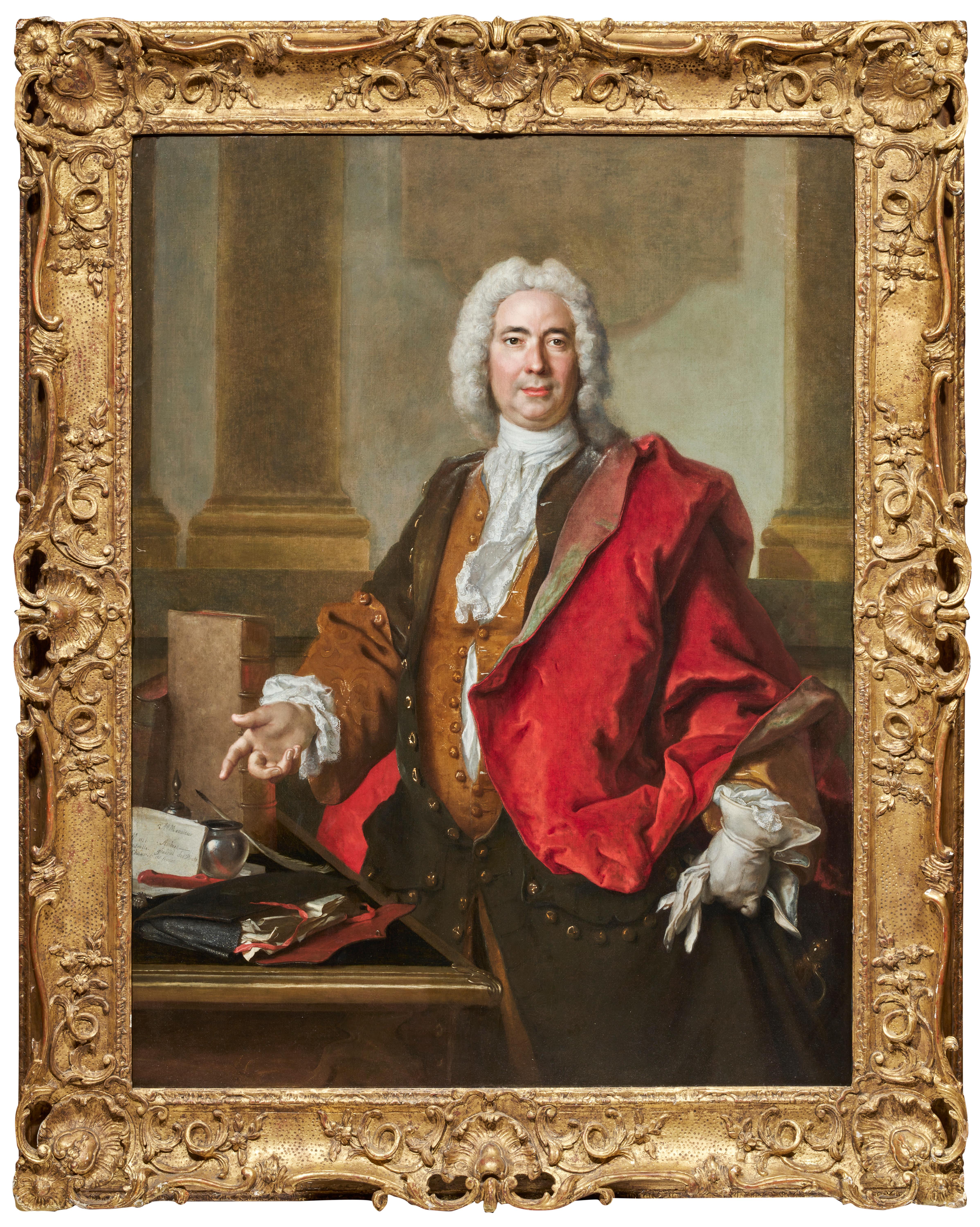 Nicolas De Largilliere Portrait Painting – Porträt von Monsieur Aubert, ein feierliches Porträt von Nicolas de Largillière