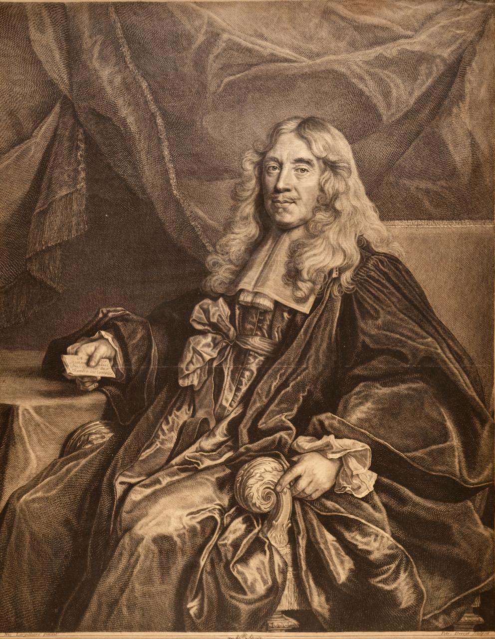 N. Lambert Seigneur de Thorigny: 17th C. Engraved Portrait After Largillière