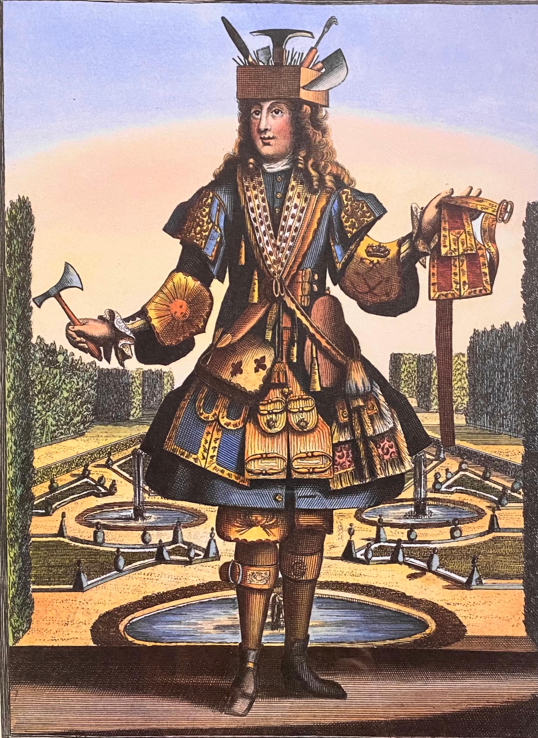Nicolas de Larmessin Radierung - Habit de Ceinturier. druck aus dem 20. Jahrhundert.
Nicolas de Larmessin (1640-1725) war ein äußerst kreativer und produktiver Künstler. Nicolas war Teil einer langen Familiengeschichte der Familie de Larmessin