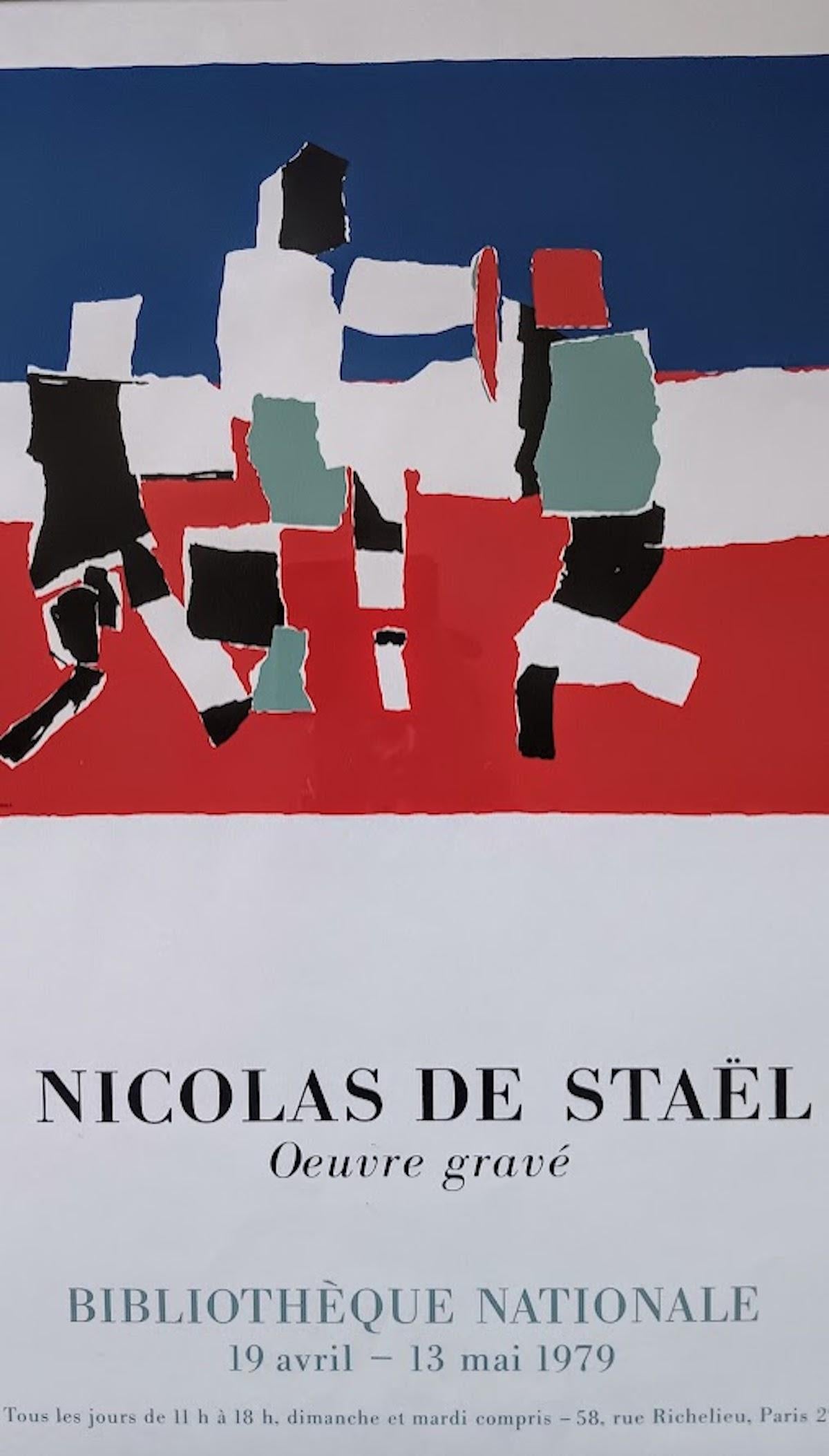 Nicolas DE STAEL, Oeuvre gravé, Bibliotheque Nationale Exhibition, 1979
Original print poster, size is framed 
Excellent condition
