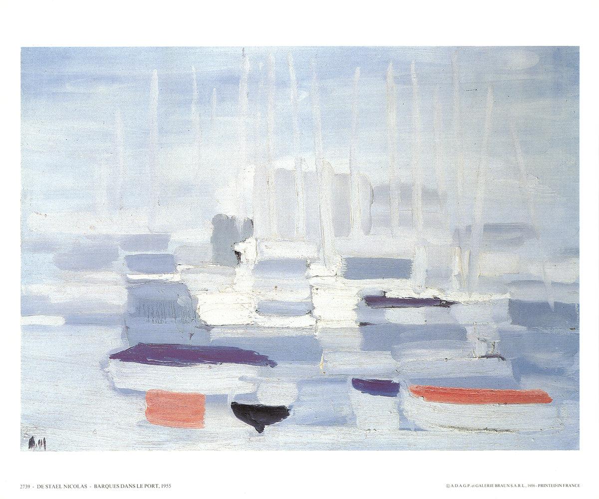 Nicolas de Stael (after) Landscape Print – Boote im Hafen von Antibes, Frankreich