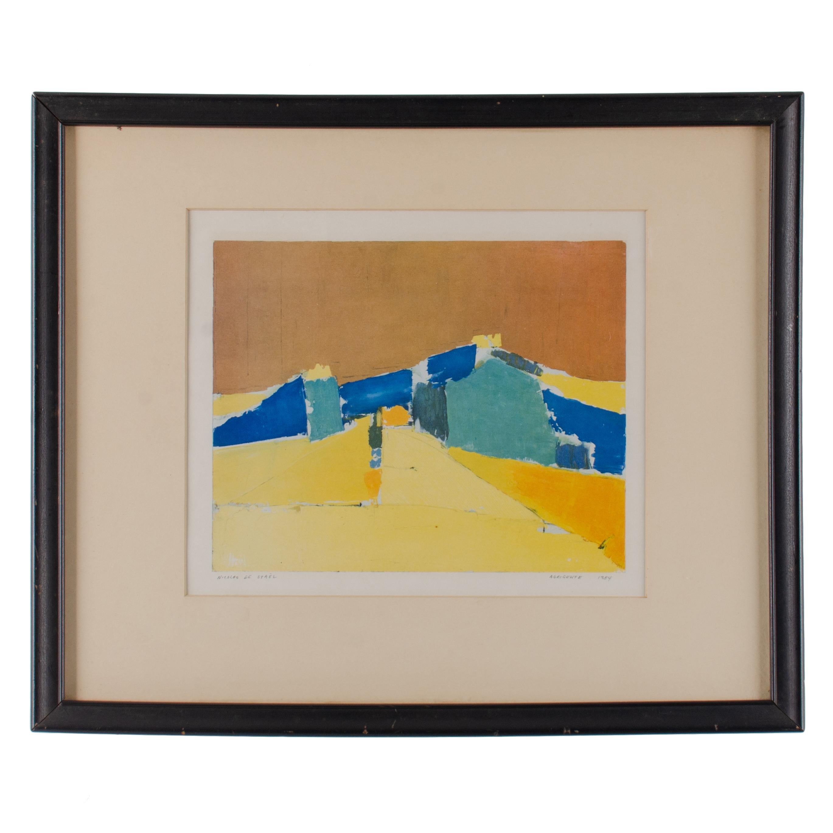 Nicolas de Stael
(Rusia, Francia 1914-1955)

Litografía de época de Paysage Cromatique, Agrigente con título a lápiz, fecha y nombre del artista (no firma).

Vista: 11 por 9 pulgadas

marco: 18 por 15 pulgadas



